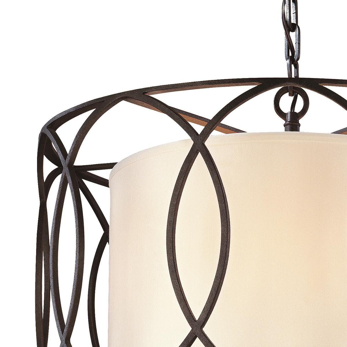 Shown in Deep Bronze finish and White glass and Hardback Linen shade