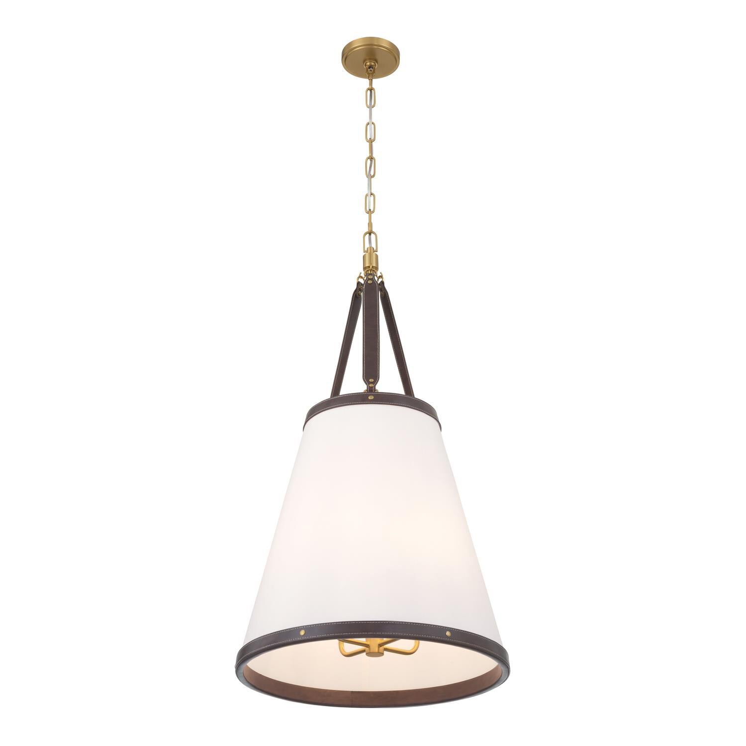 Shown in Luxe Gold finish and Fabric glass and Fabric shade