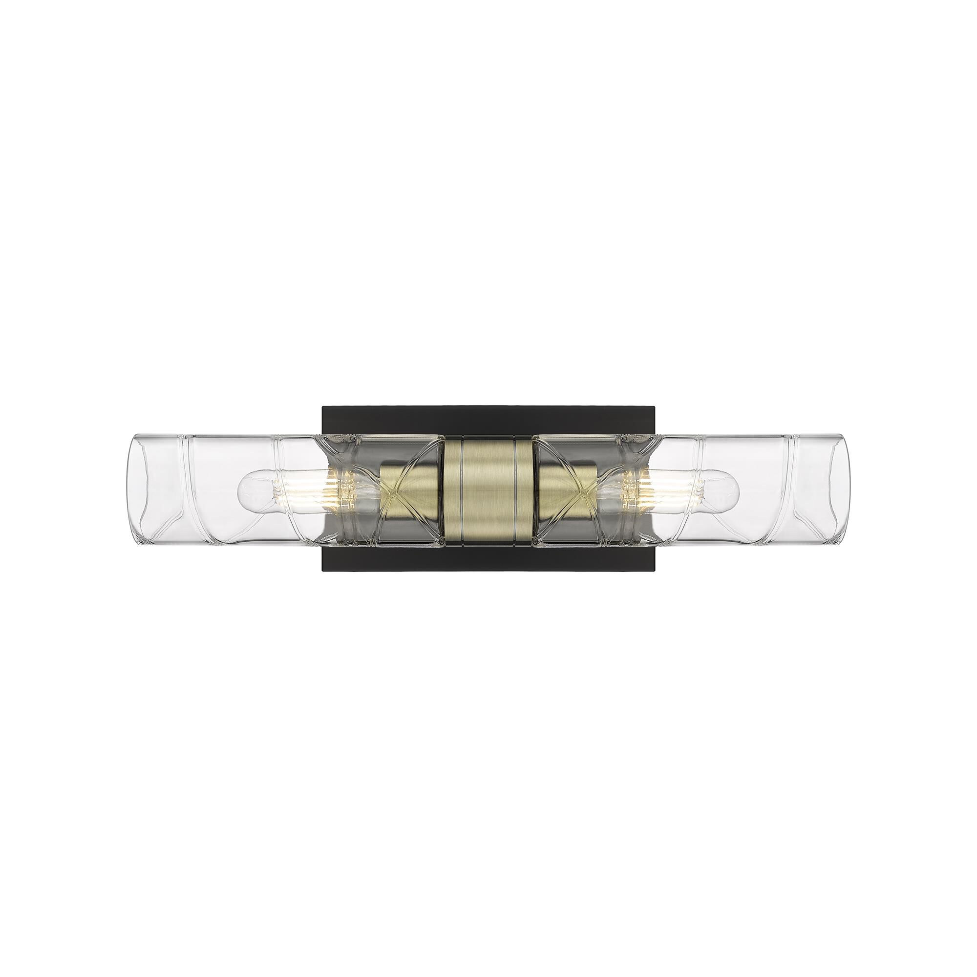 Shown in Black Antique Brass finish and Deco Swirl glass