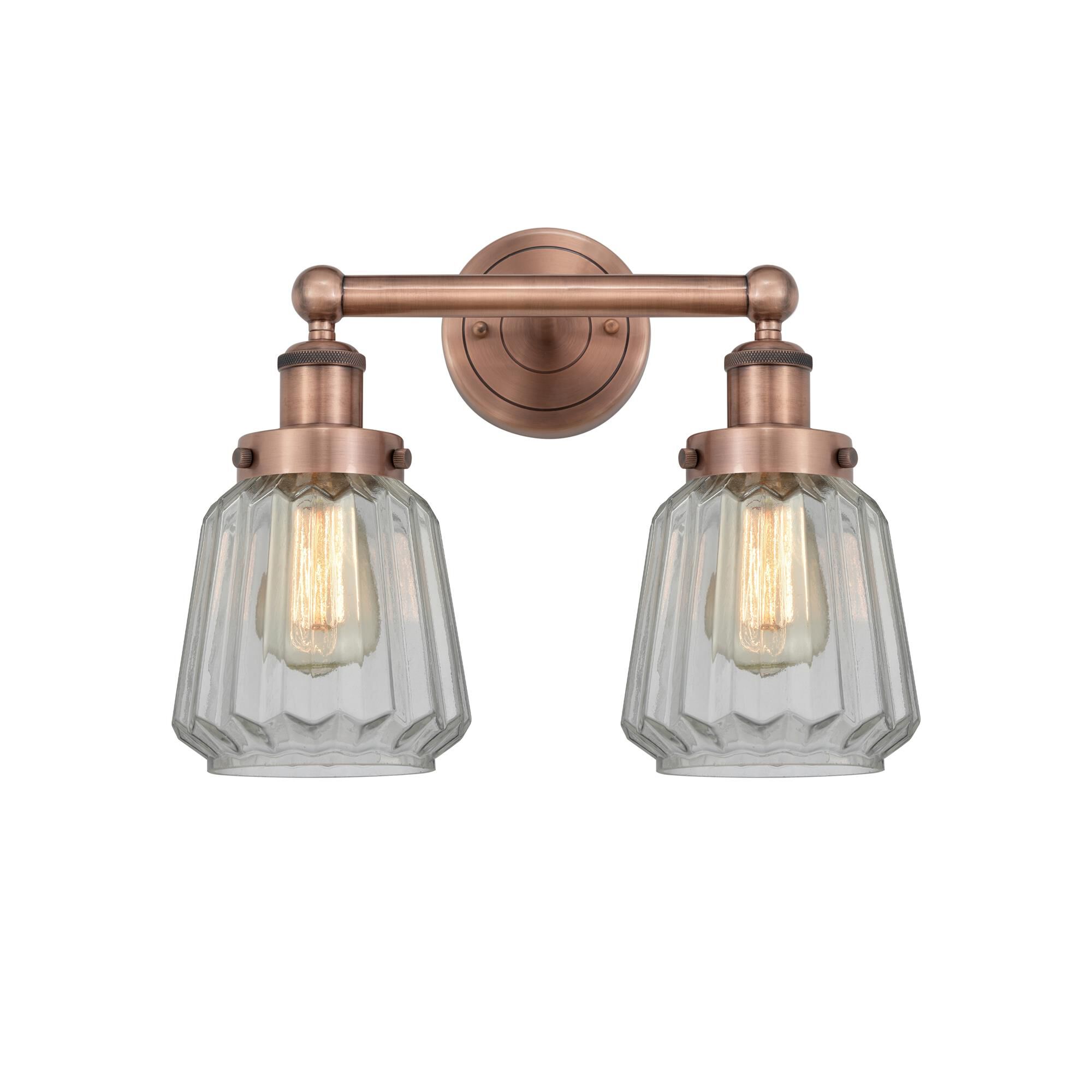 Shown in Antique Copper finish and Clear glass