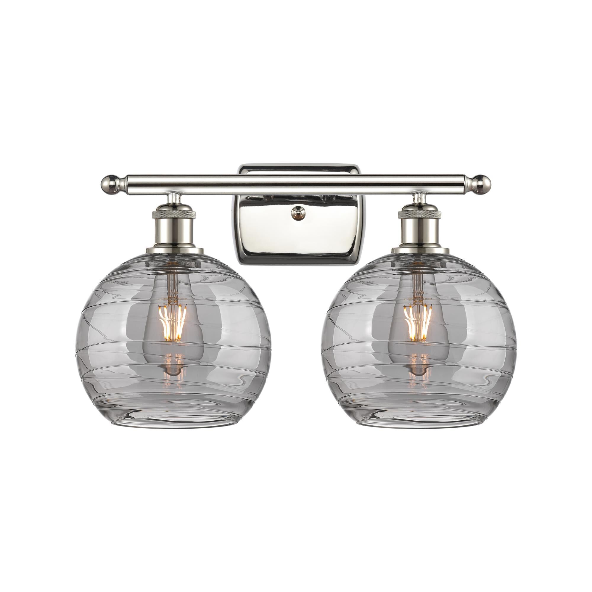 Shown in Polished Nickel finish and Light Smoke Deco Swirl glass