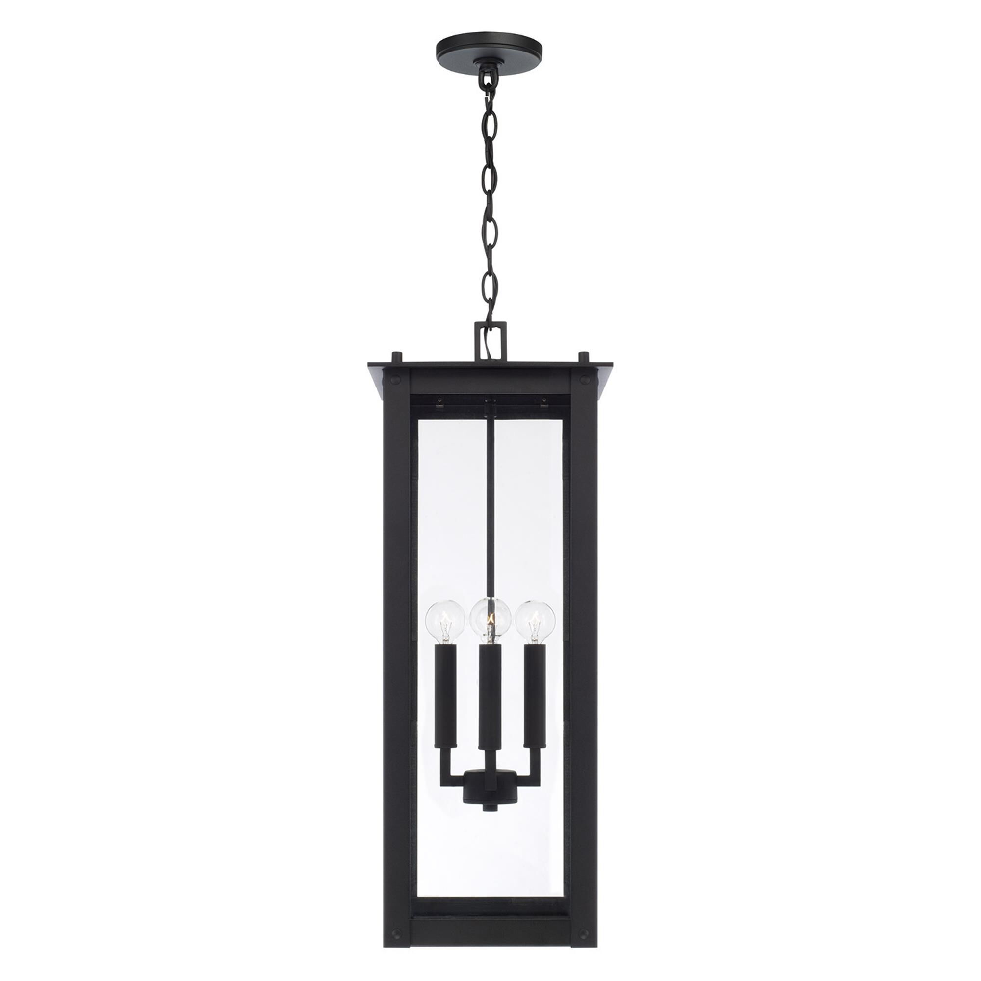 Shown in Black finish and Clear glass