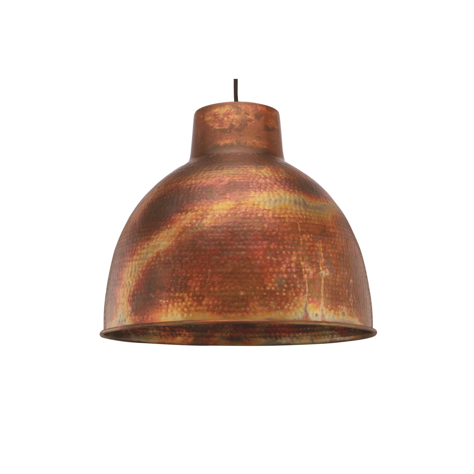 Shown in Burnt Copper finish and Dome glass and Metal shade