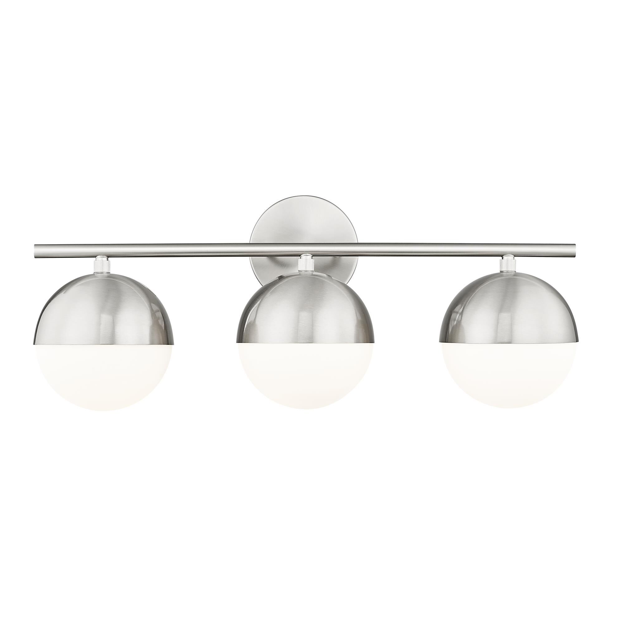 Shown in Brushed Nickel finish and Matte Opal glass and Matte Opal shade