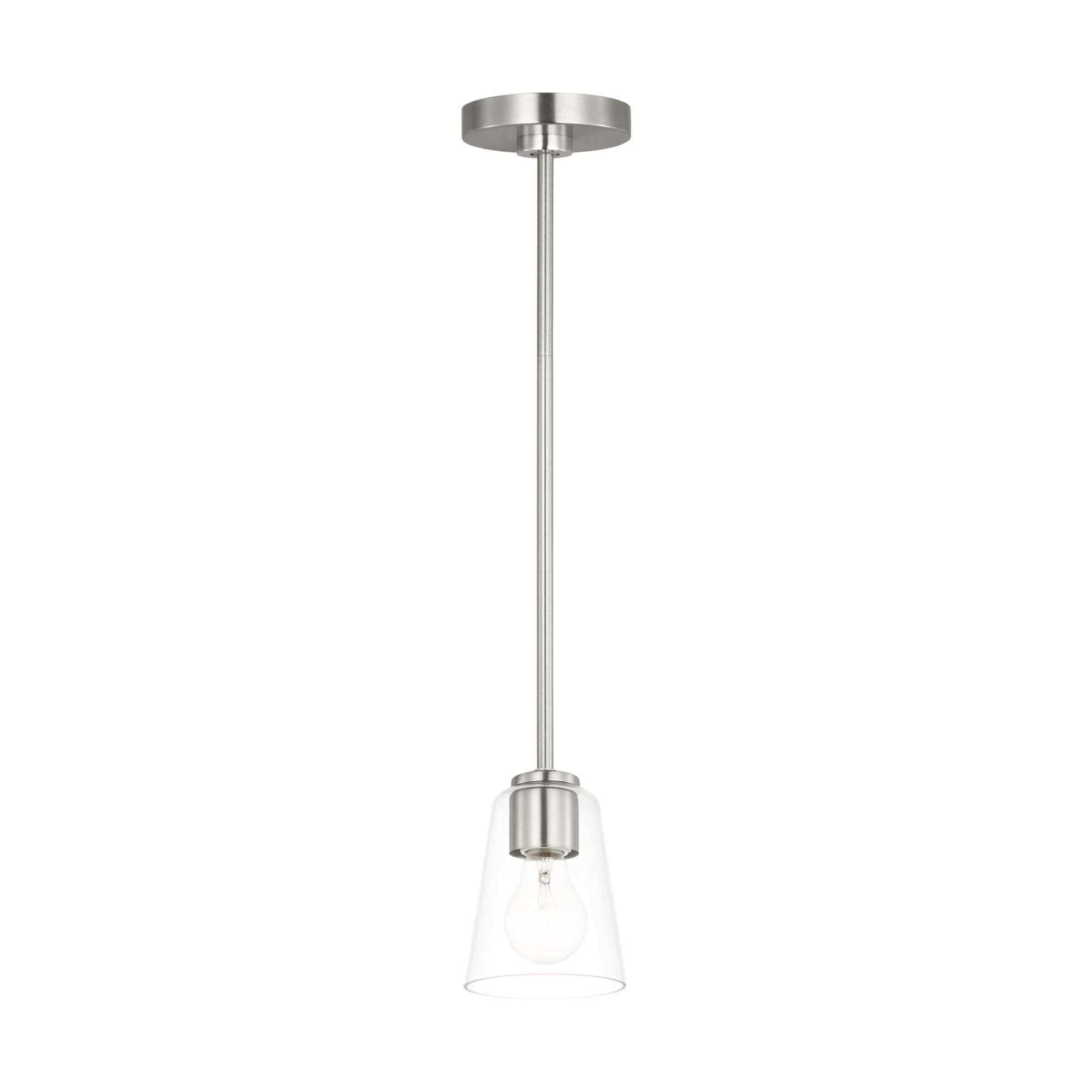 Shown in Brushed Nickel finish and Clear glass