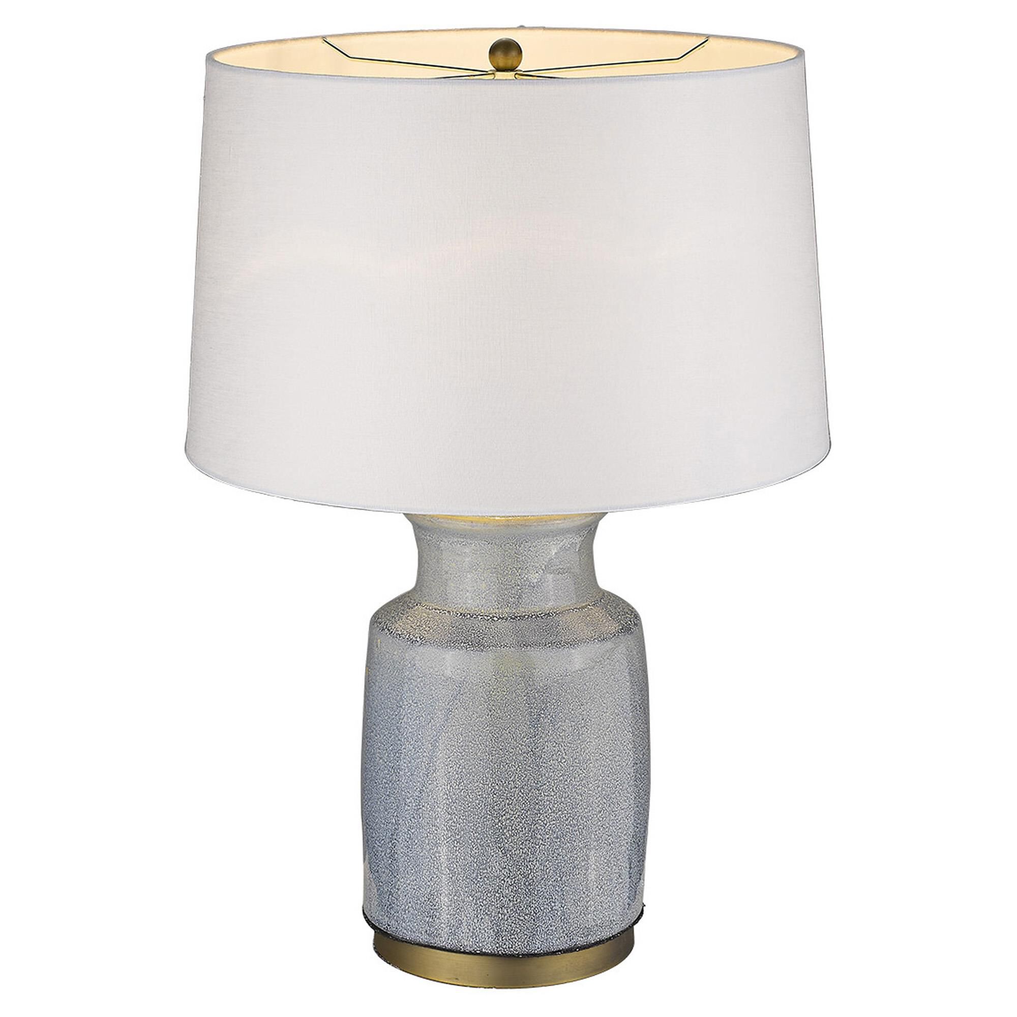 Shown in Brass finish and Seasalt glass and Seasalt Linen Tapered Drum shade