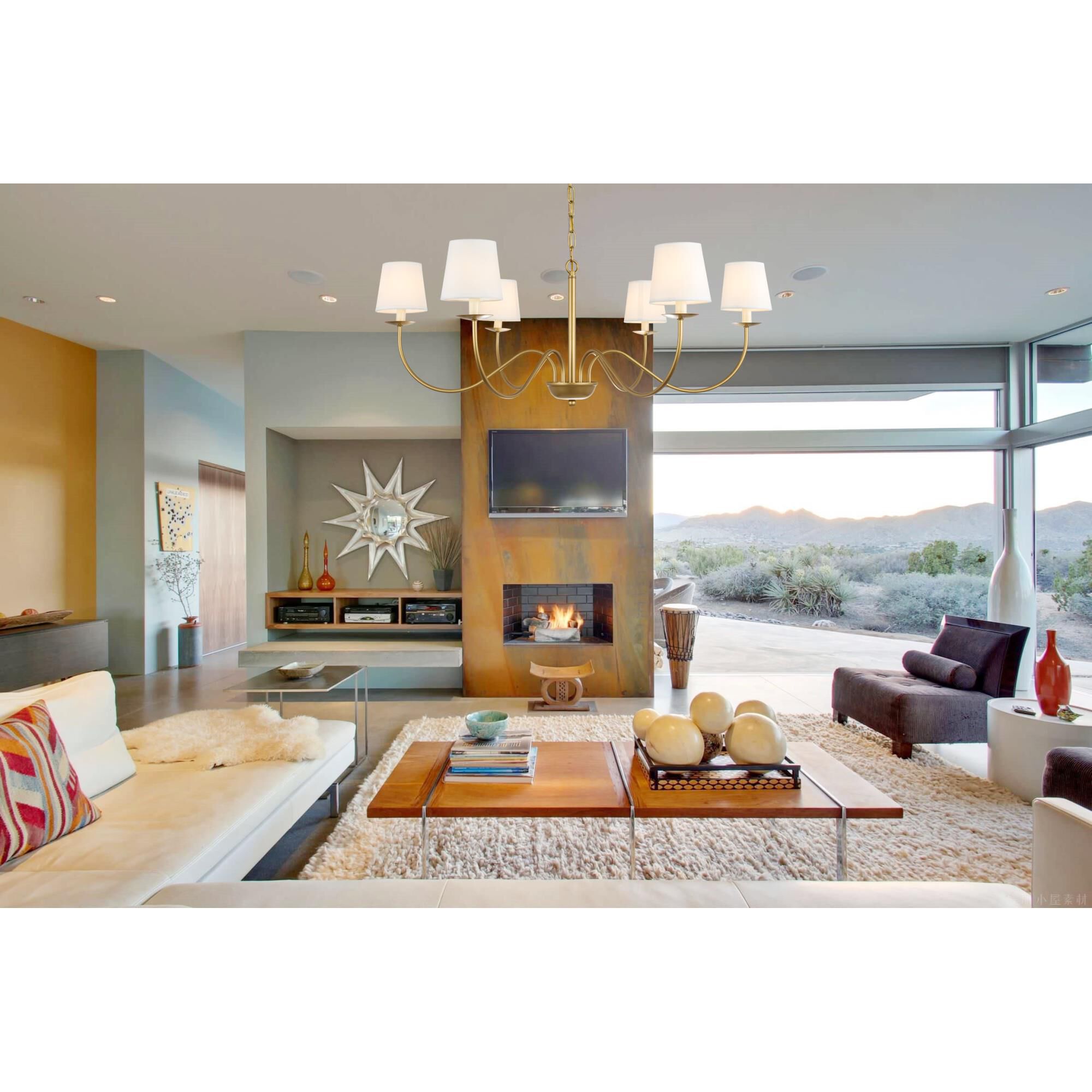 Eclipse 37 Inch 6 Light Chandelier by Elegant Lighting