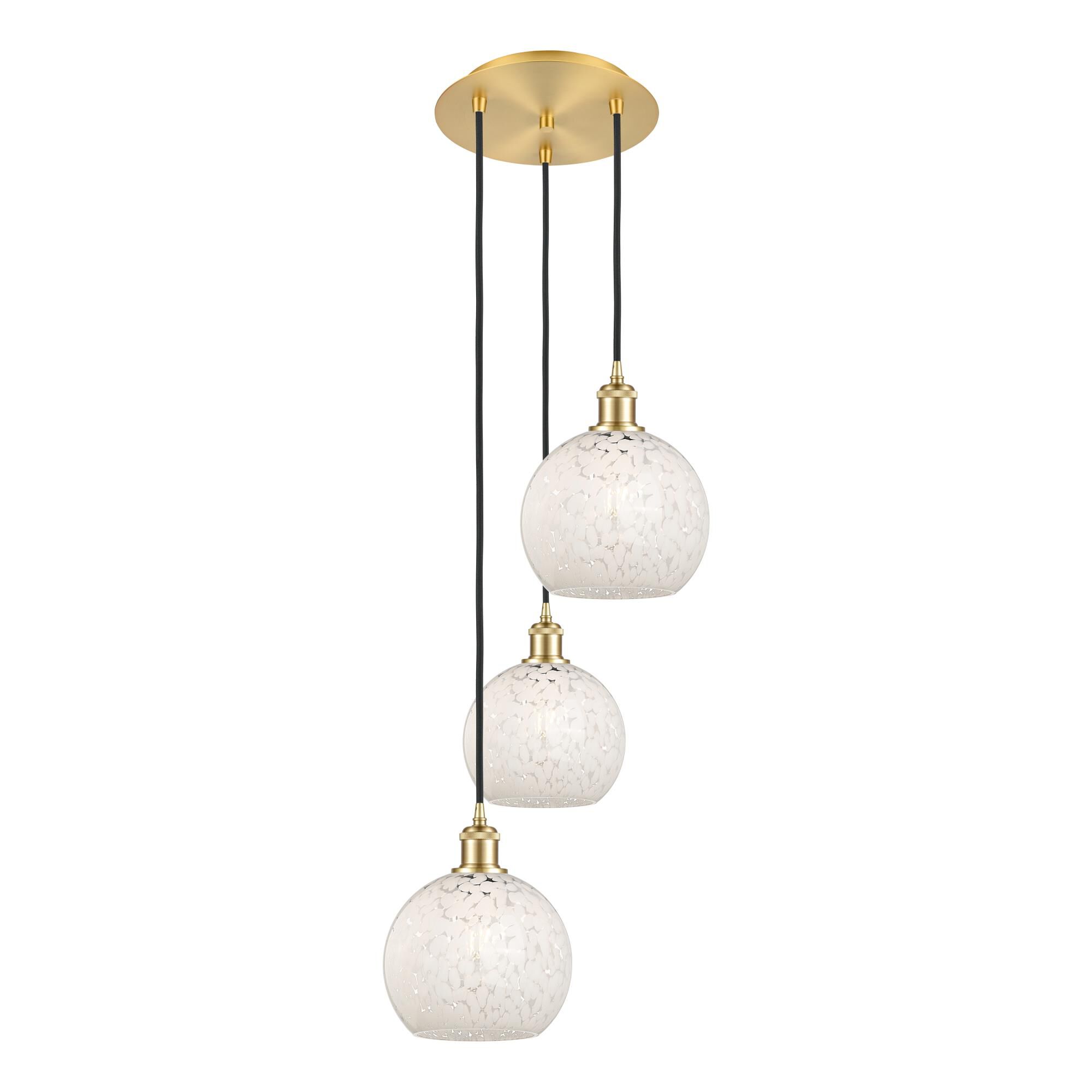 Shown in Satin Gold finish and White Mouchette glass