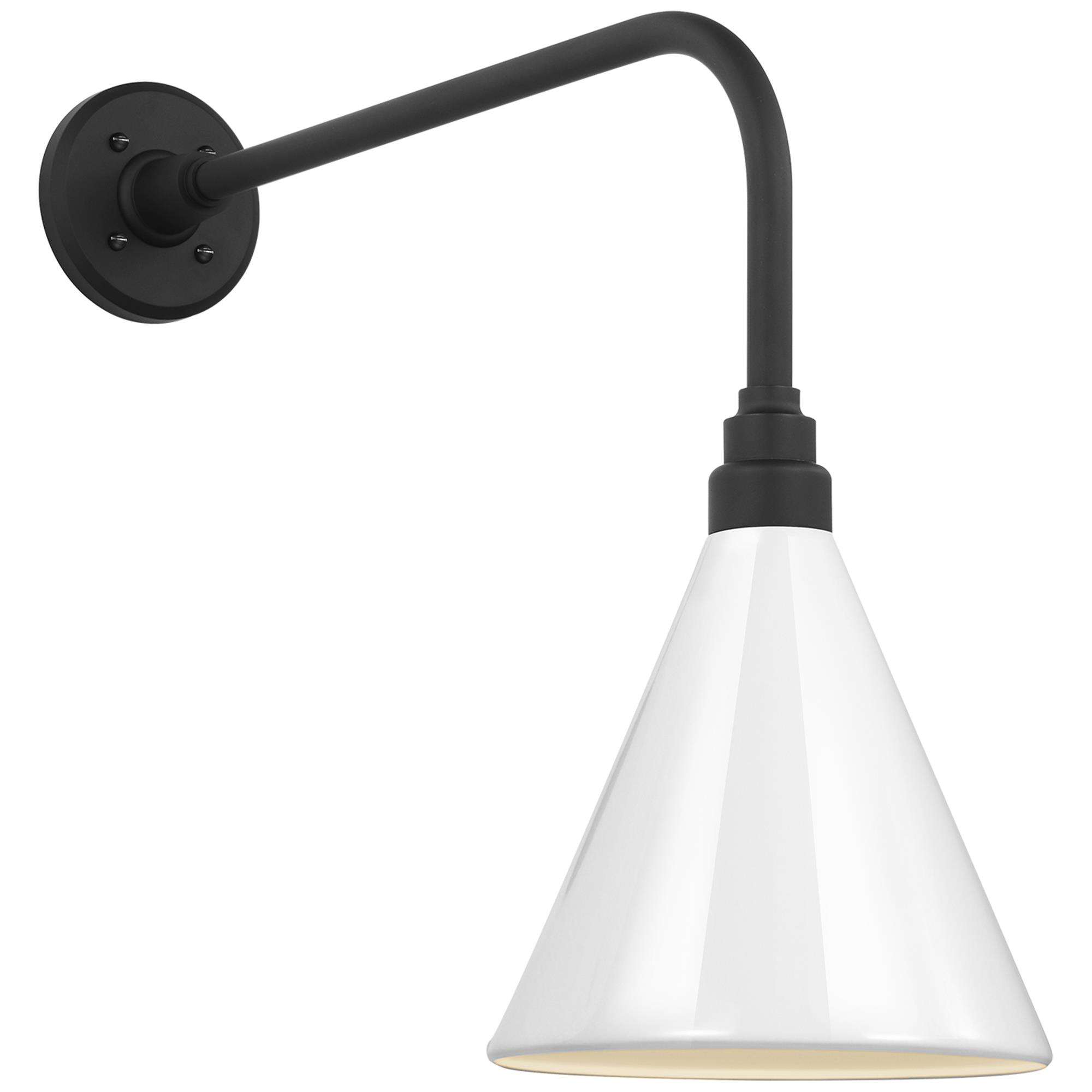 Shown in Matte Black finish and White shade
