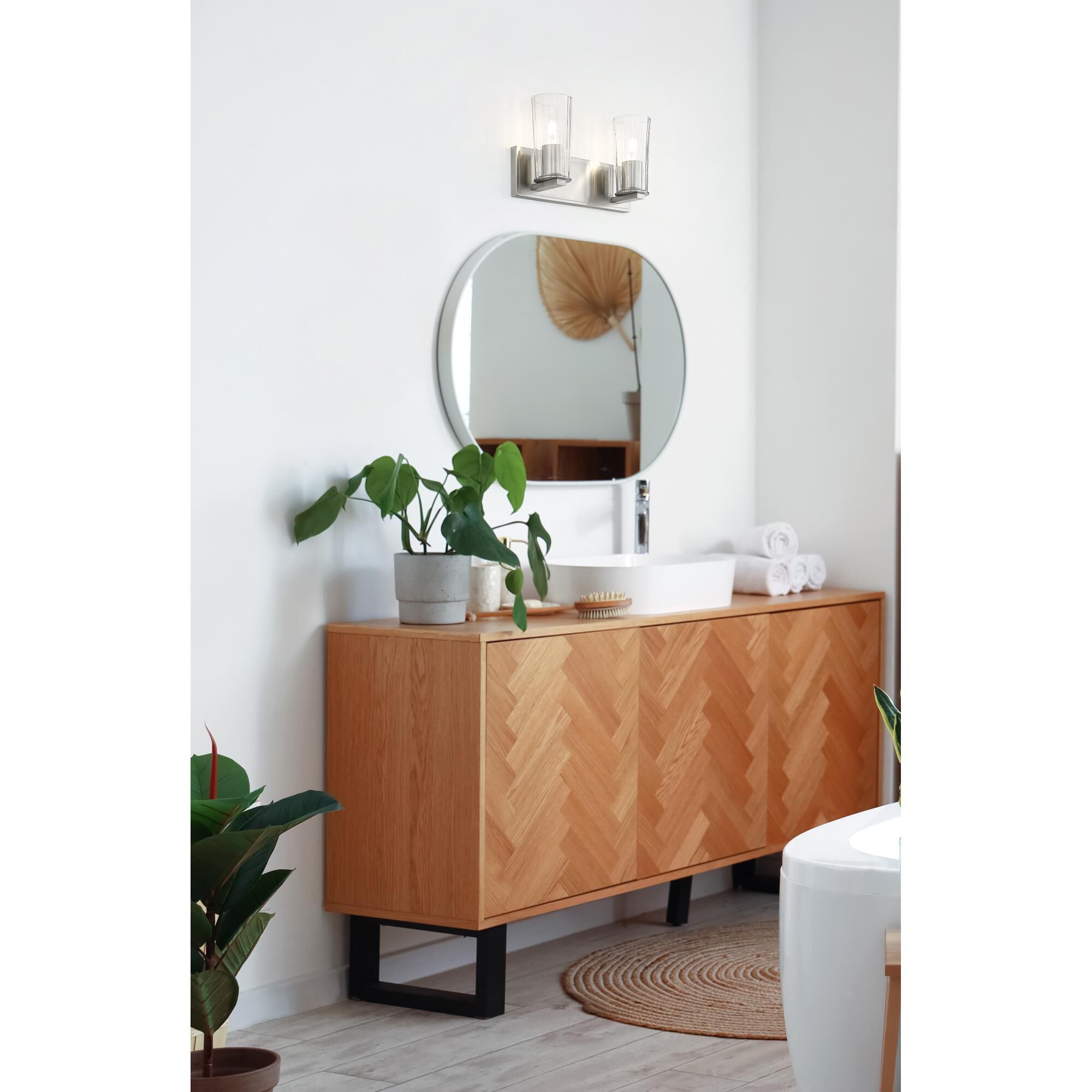 Shown in Brushed Nickel finish and Clear glass and Clear shade