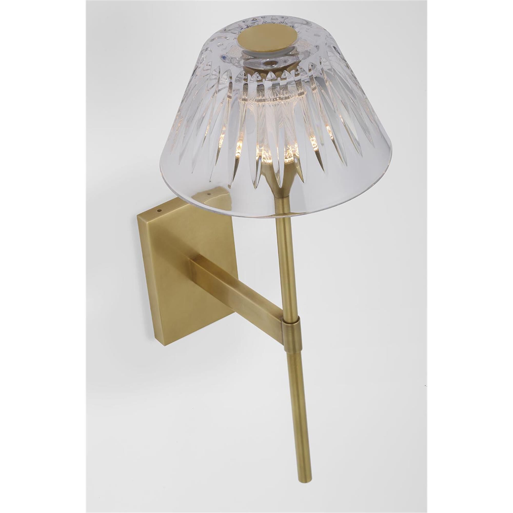 Shown in Natural Brass finish and Clear crystal