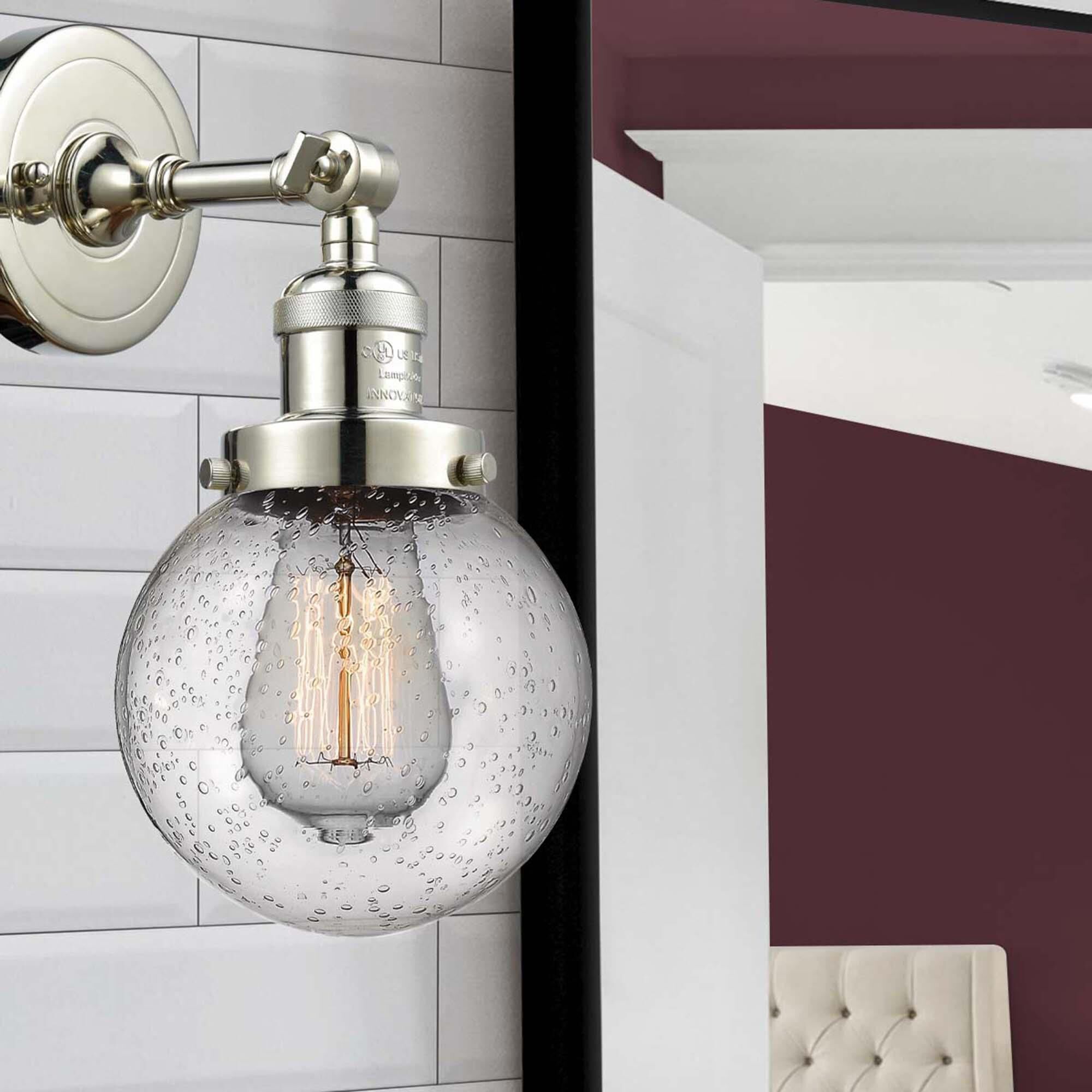 Shown in Polished Nickel finish and Seedy glass and No Accent accent