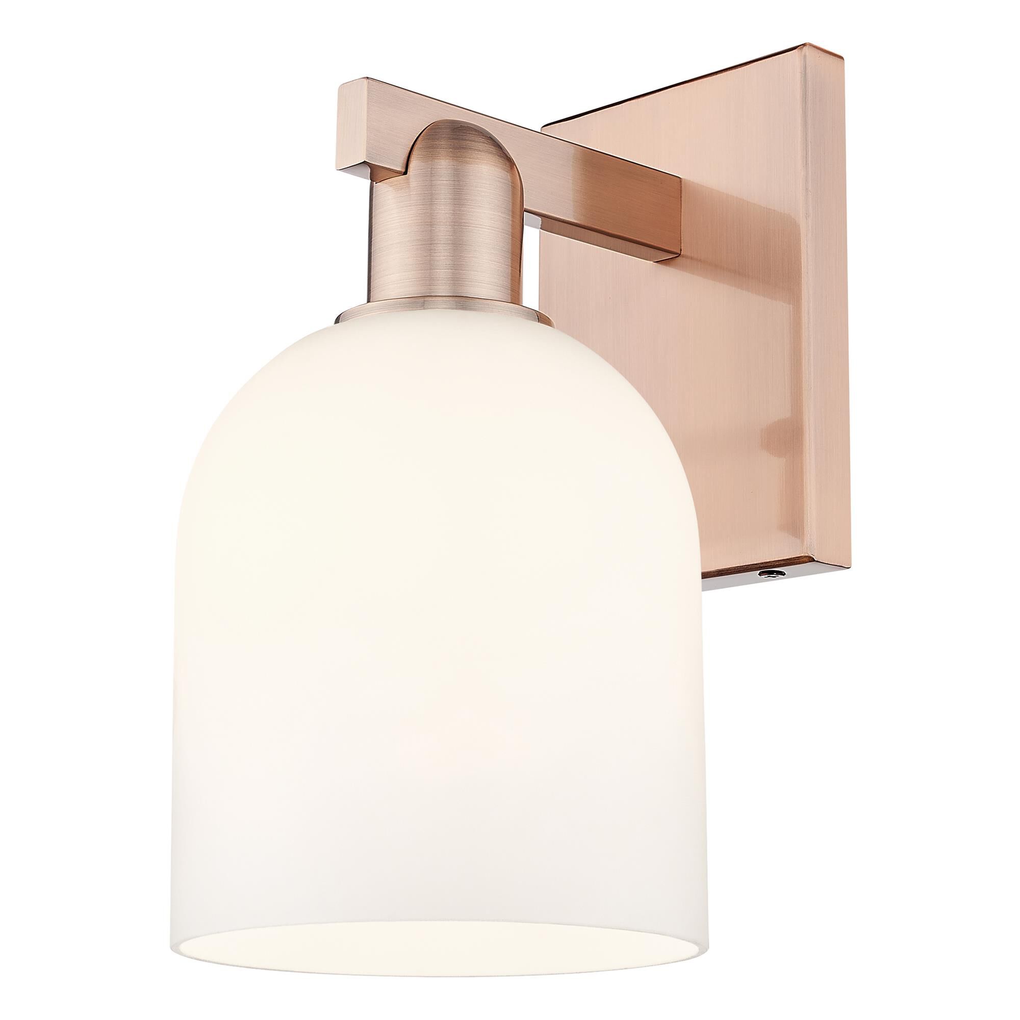 Shown in Antique Copper finish and White glass