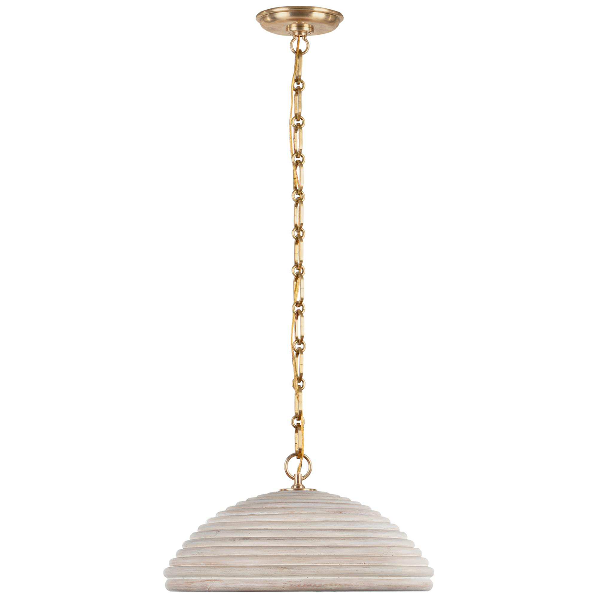Shown in Hand-Rubbed Antique Brass finish and Ash Rattan shade