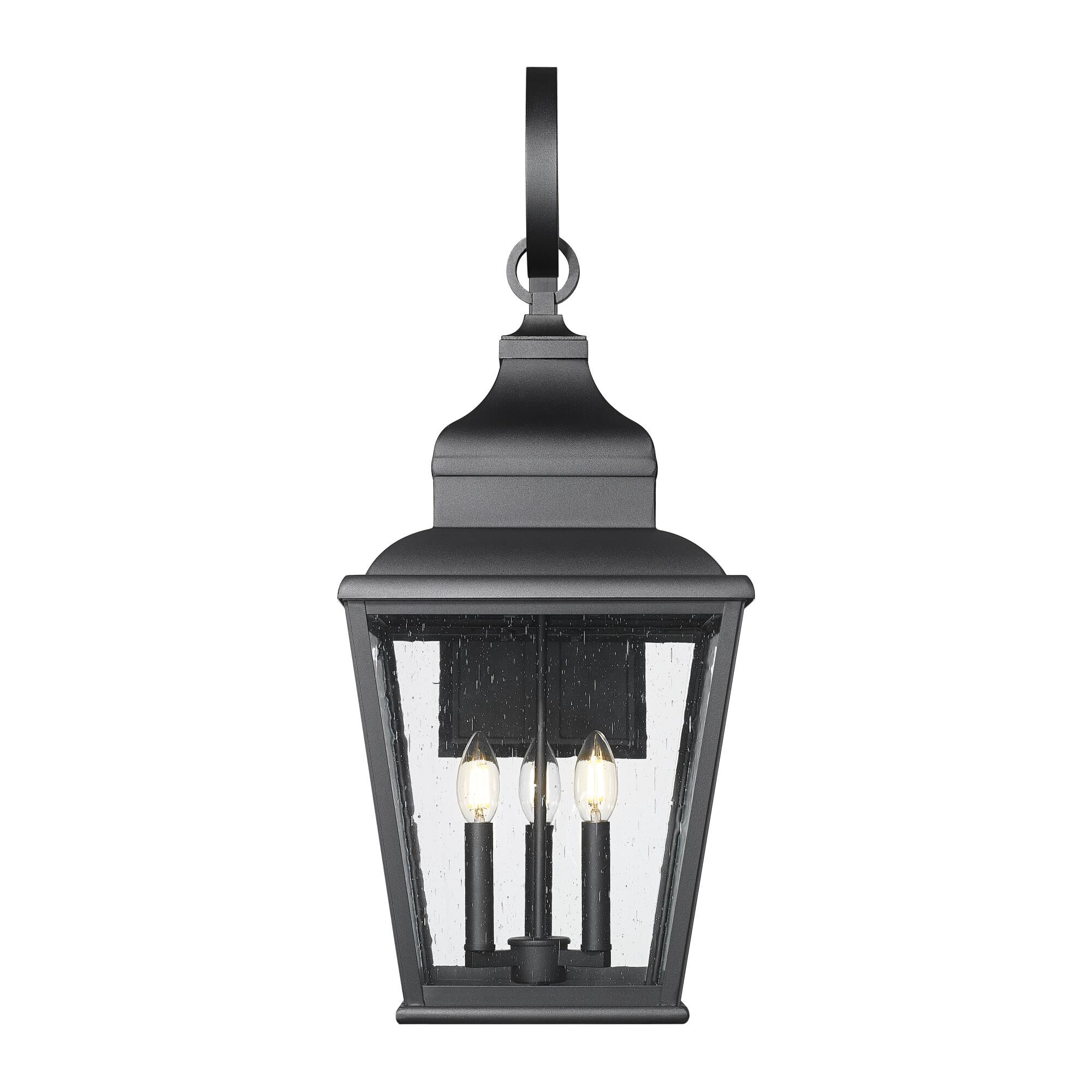 Shown in Sand Black finish and Clear Seedy glass