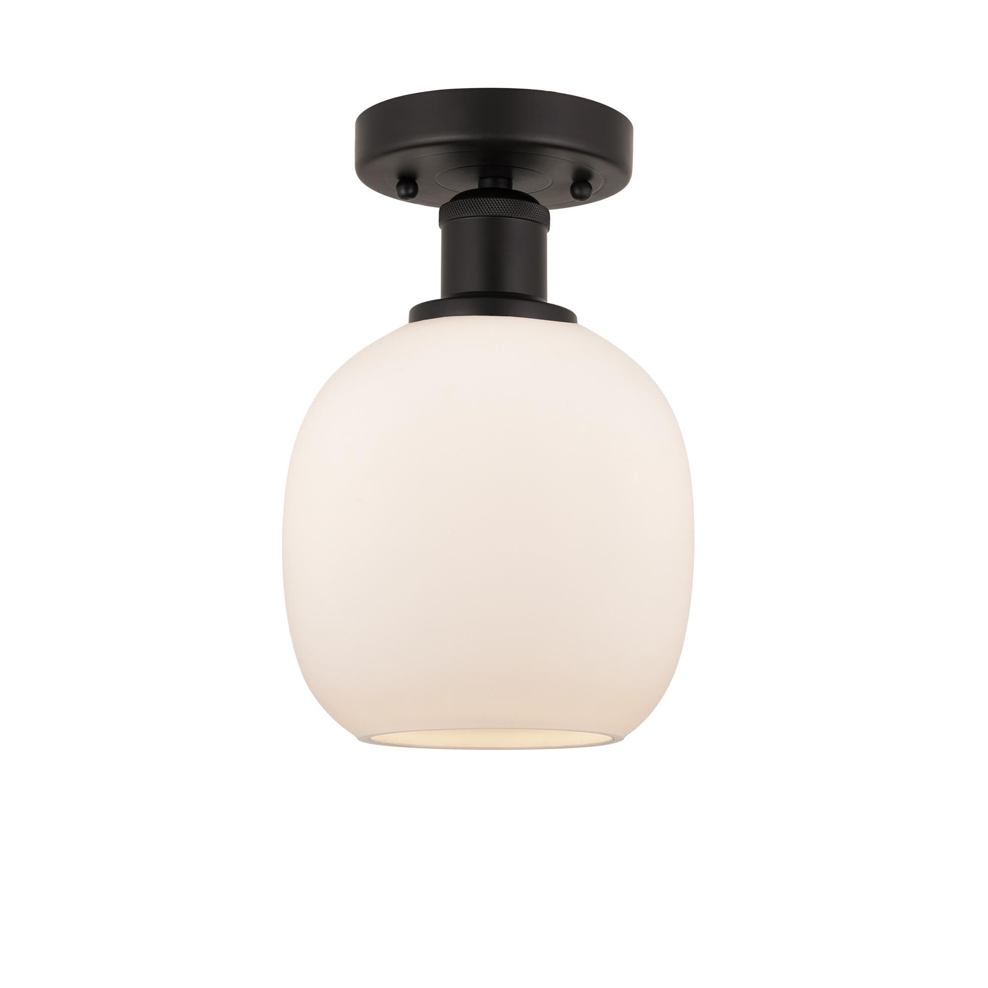 Shown in Oil Rubbed Bronze finish and Matte White glass