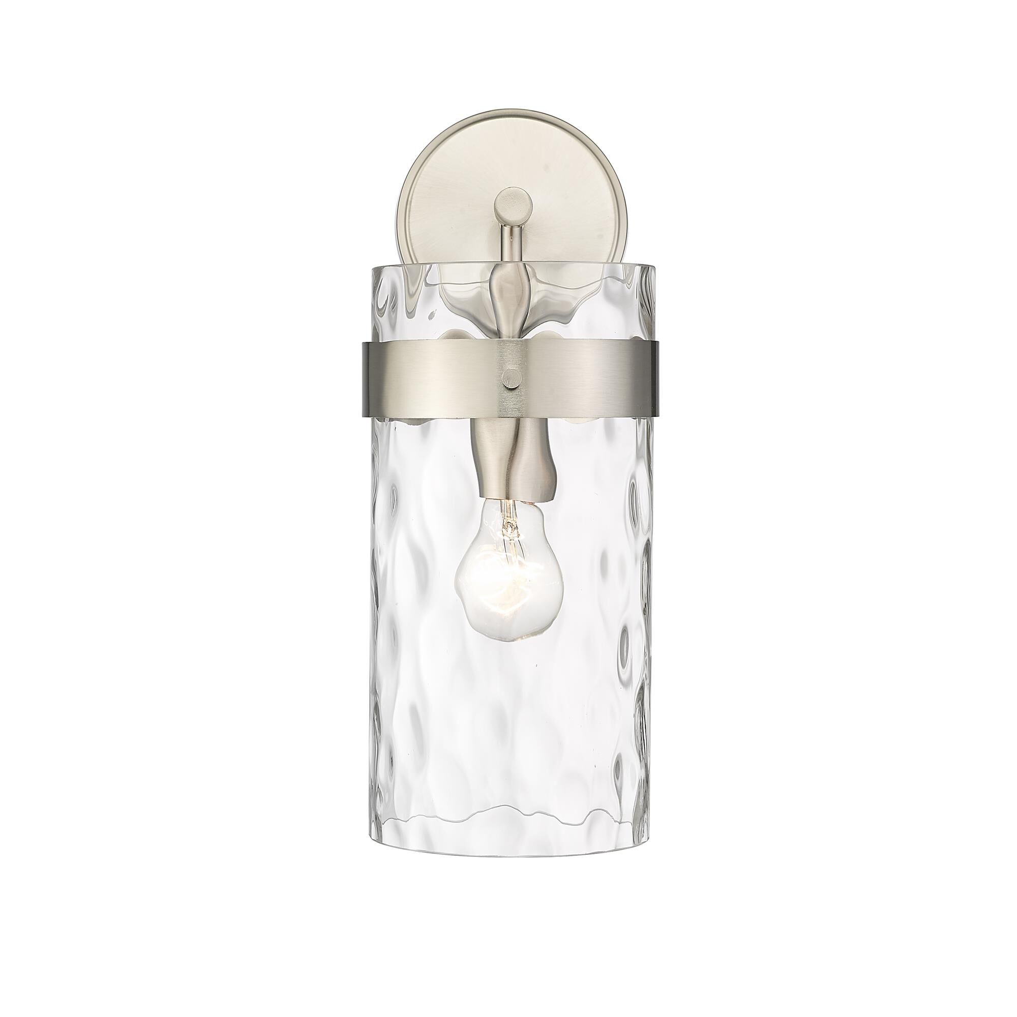 Shown in Brushed Nickel finish and Glass shade