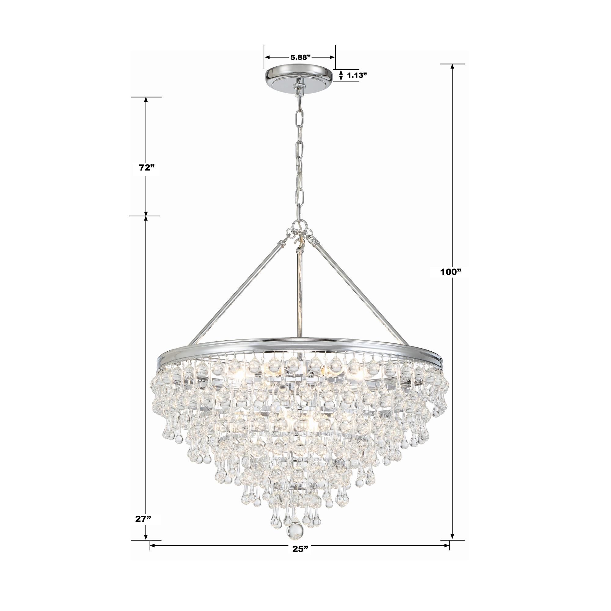 Shown in Polished Chrome finish and Clear Glass Drops crystal