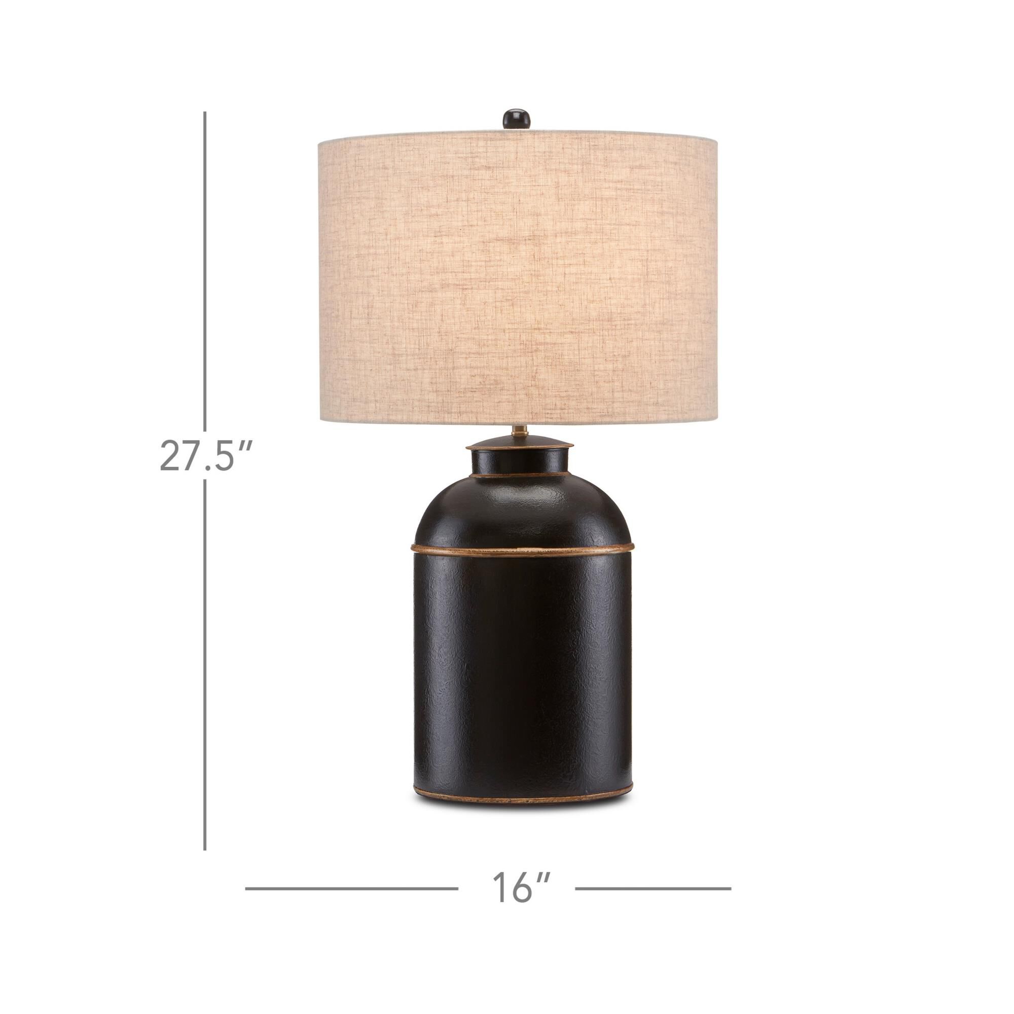 Shown in Black-Gold finish and Natural Linen shade