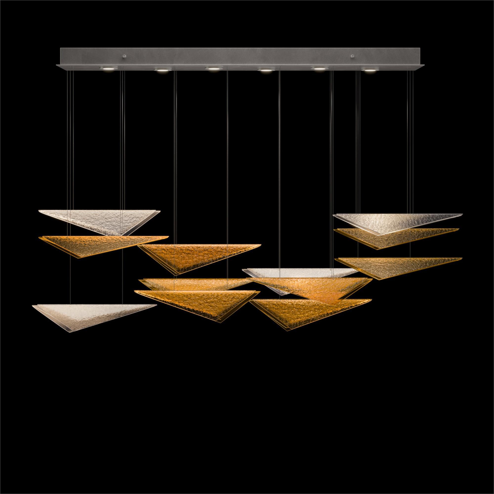 Shown in Silver finish and Amber Hammered glass