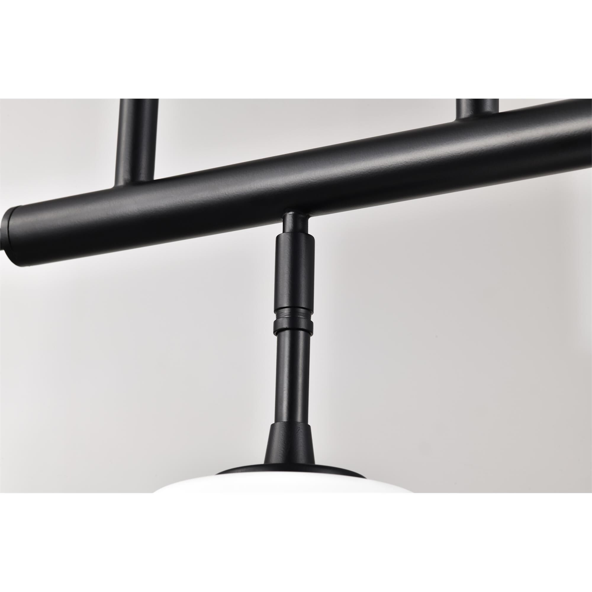 Shown in Matte Black finish and White Opal glass
