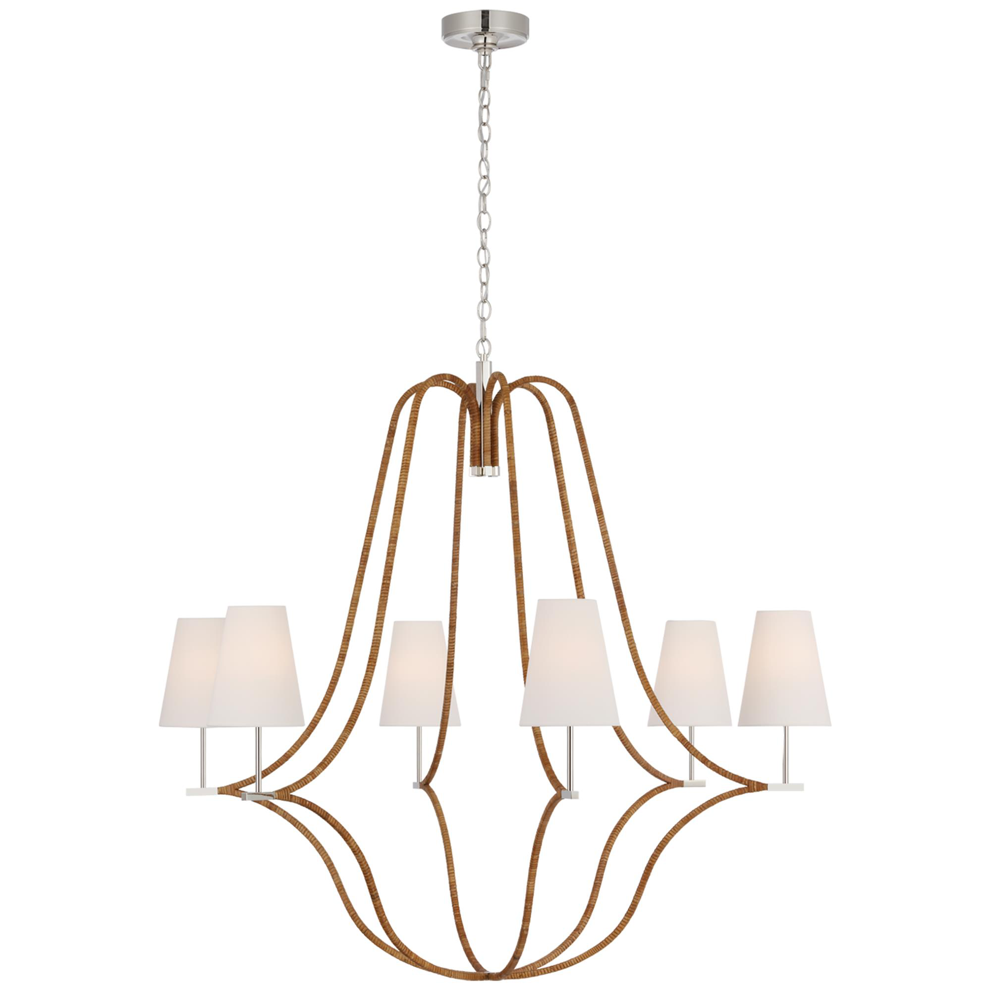Shown in Polished Nickel and Natural Rattan finish