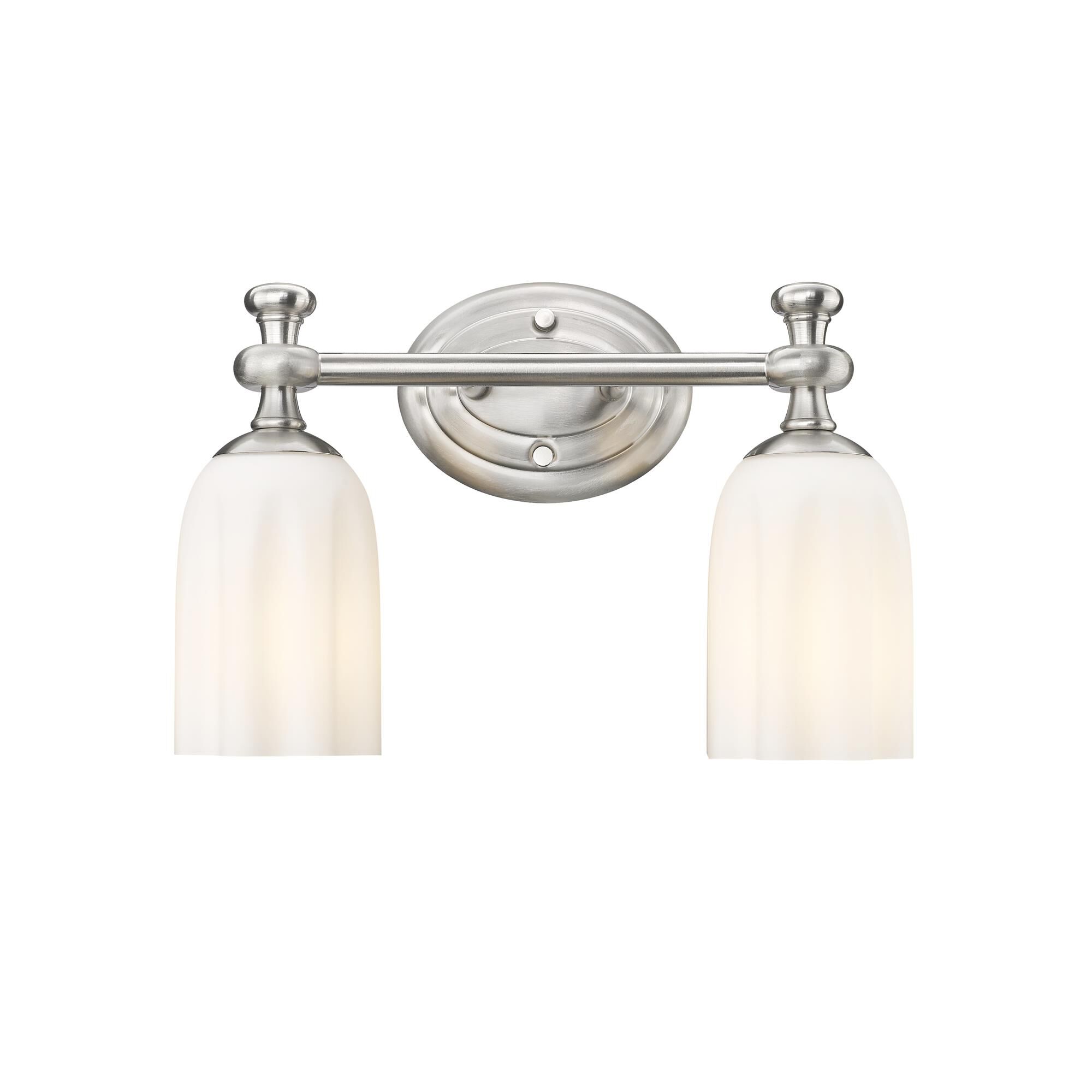 Shown in Brushed Nickel finish and Opal Etched glass and Opal Etched shade
