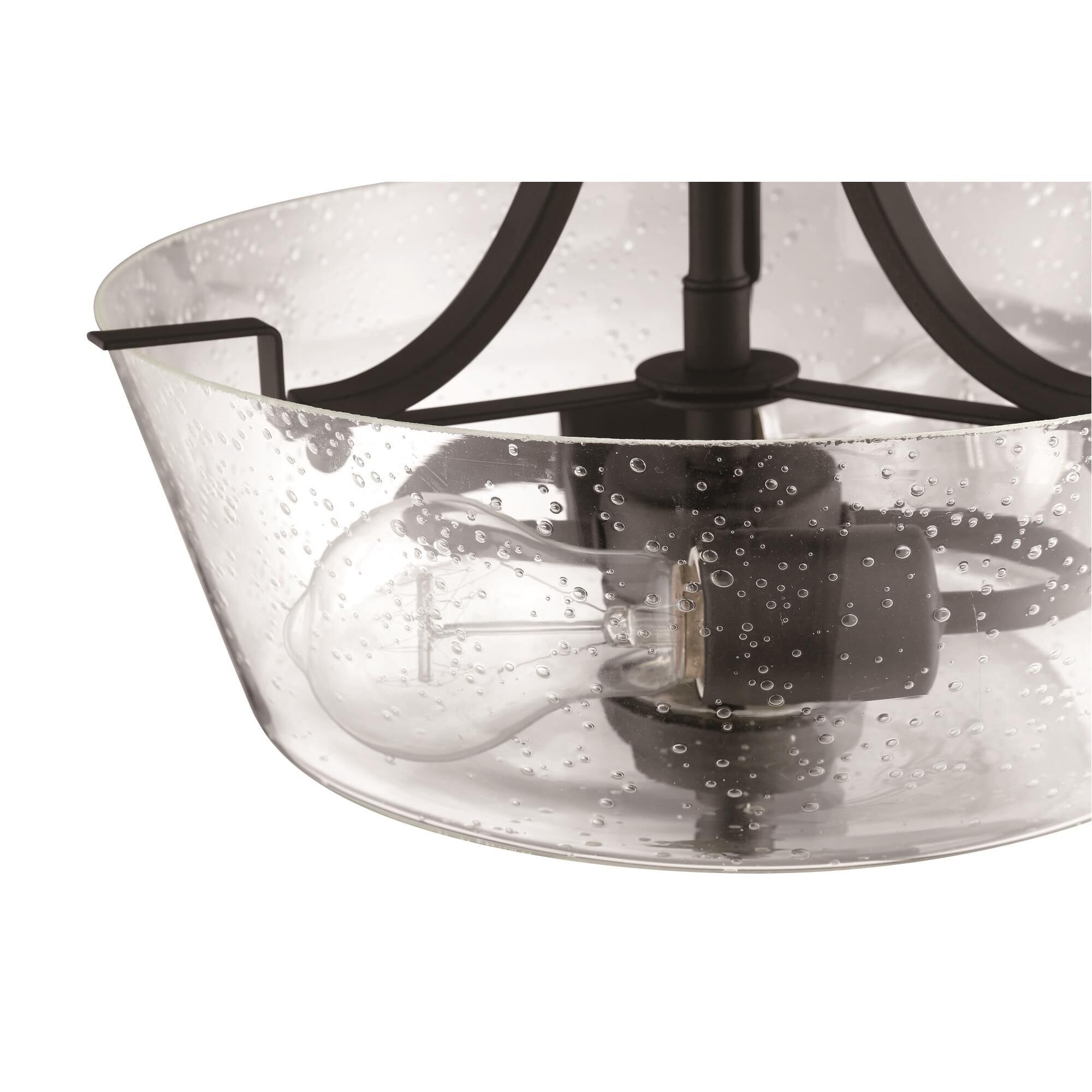 Shown in Espresso finish and Clear Seeded glass and Glass shade