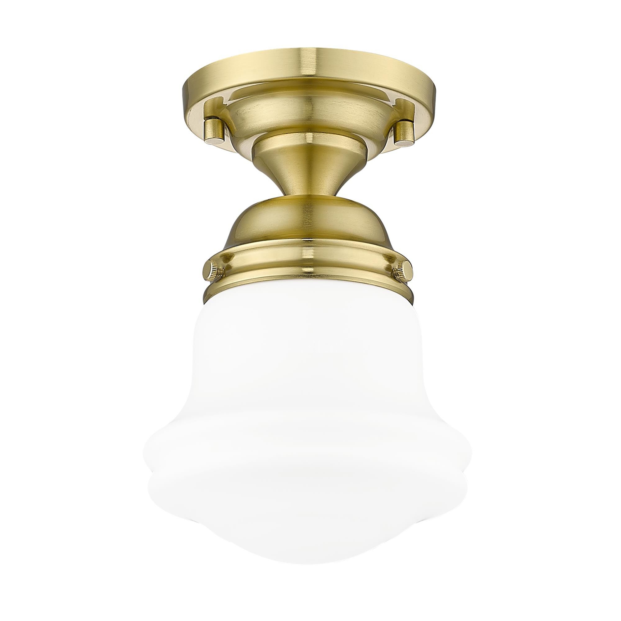 Shown in Luxe Gold finish and Matte Opal glass