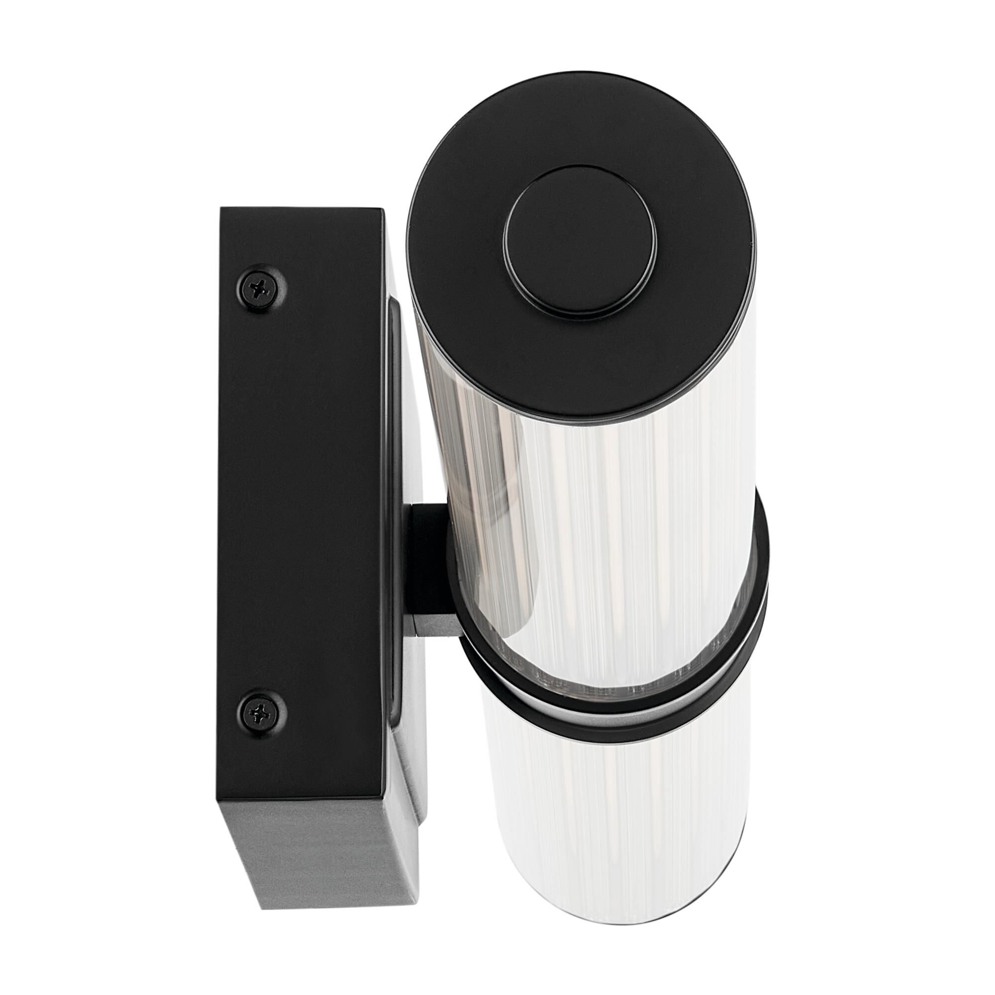 Shown in Black finish and Clear Fluted glass