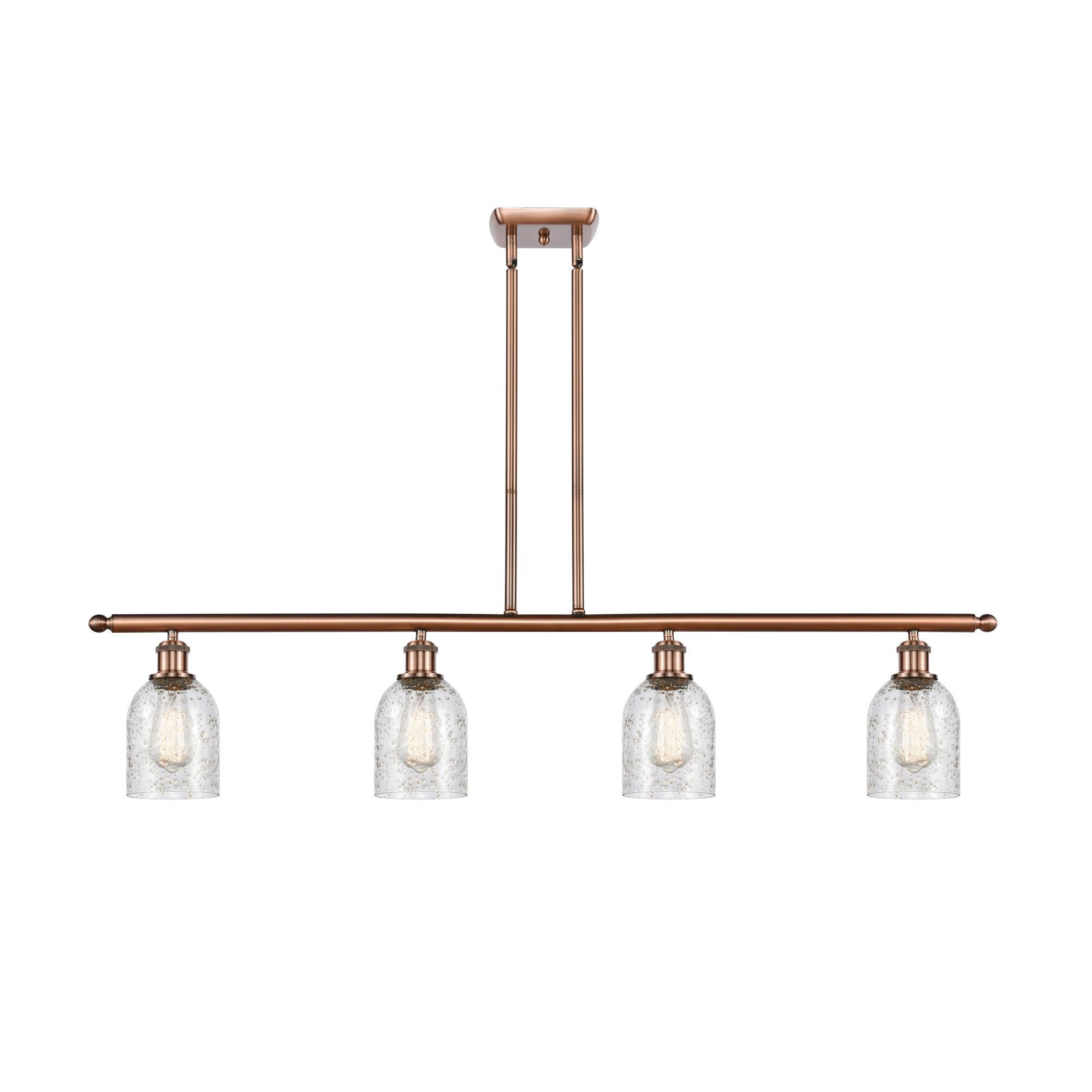 Shown in Antique Copper finish and Bell glass and Glass shade