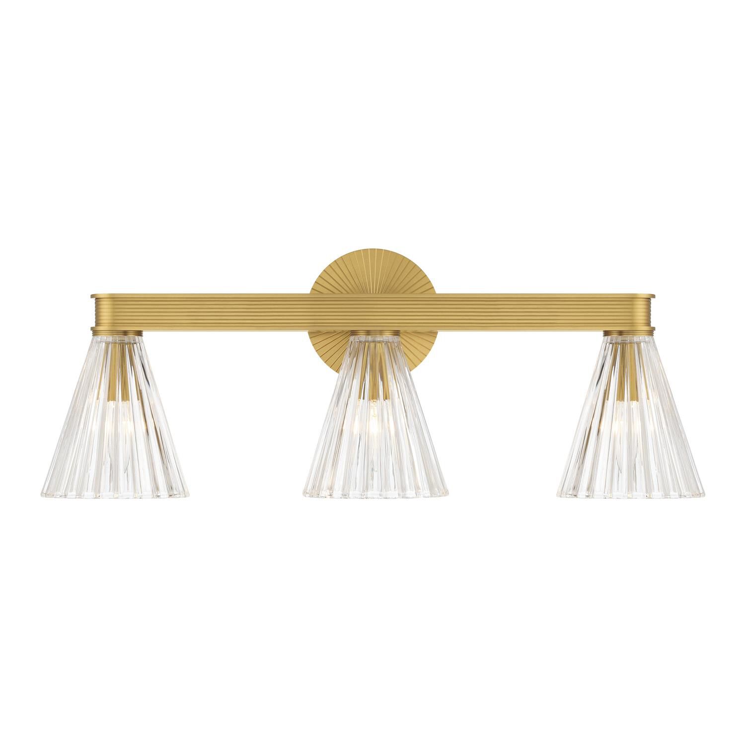 Shown in Luxe Gold finish and Glass shade