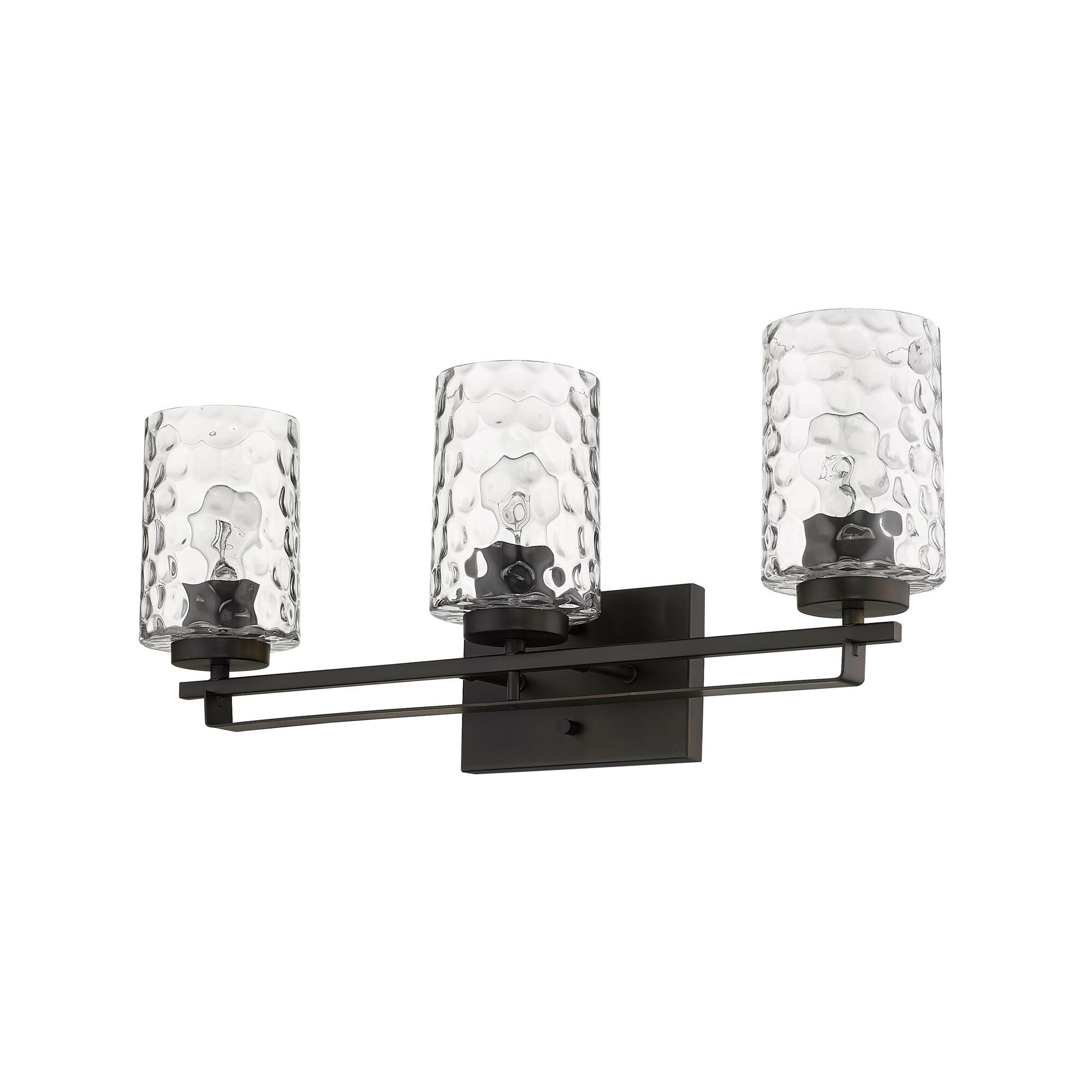 Shown in Oil-Rubbed Bronze finish and Clear glass and Clear, Optic Cylindrical Glass shade