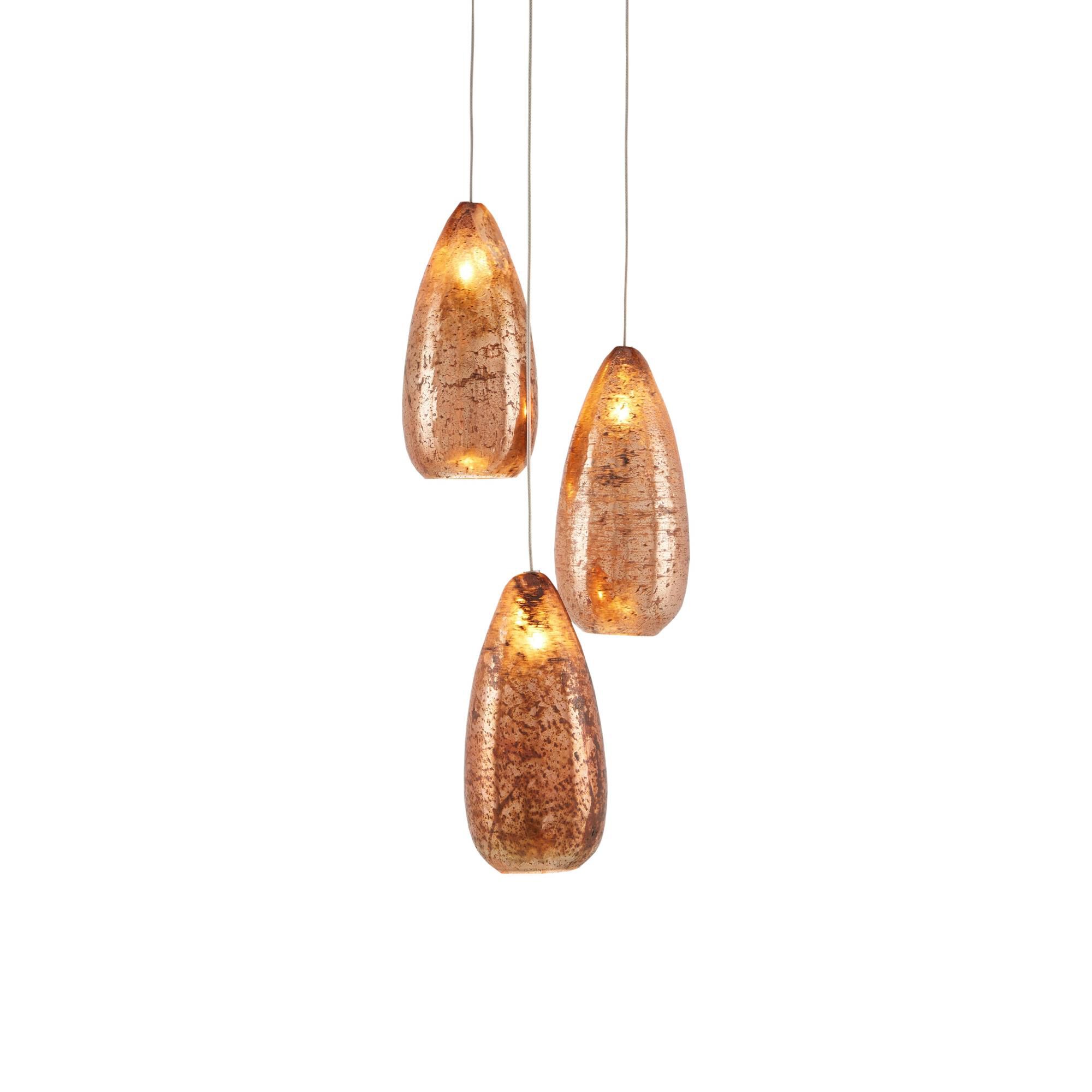 Shown in Copper/Silver/Painted Silver finish and Antique Copper/Glass shade