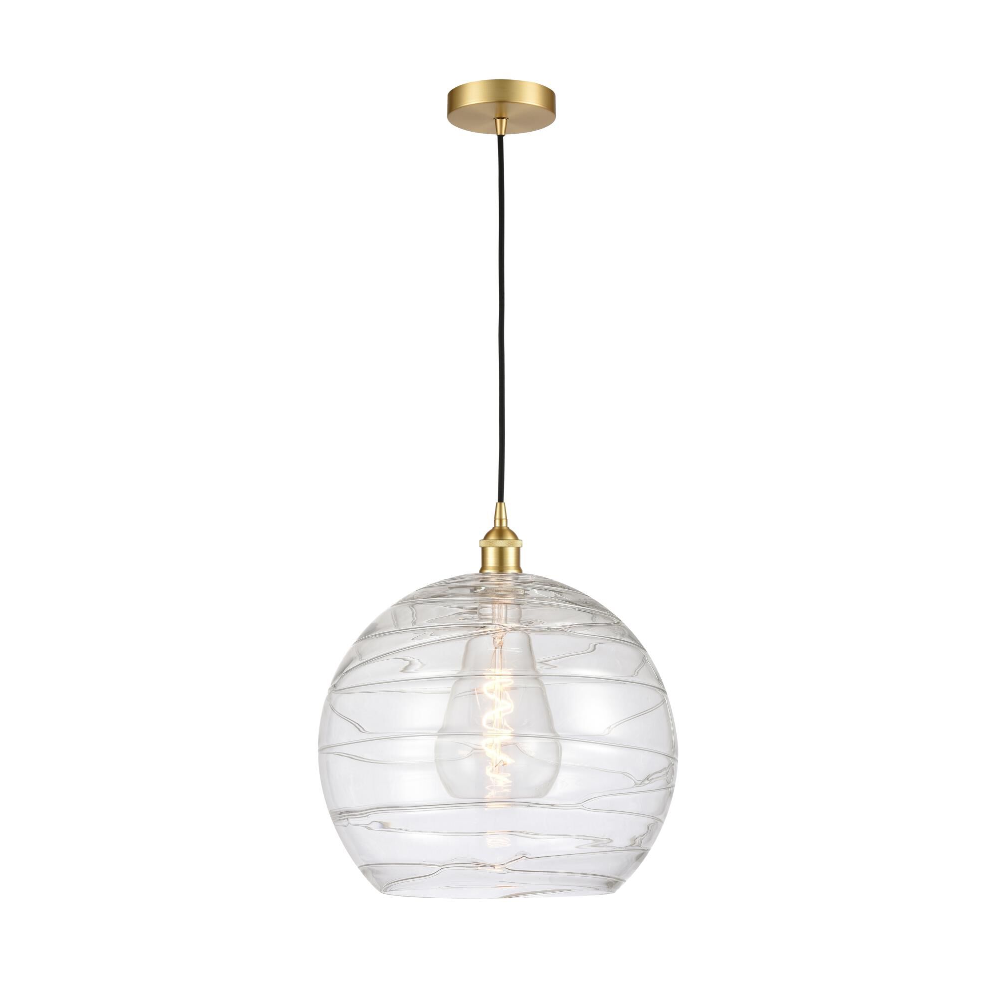 Shown in Satin Gold finish and Clear Athens Deco Swirl 8