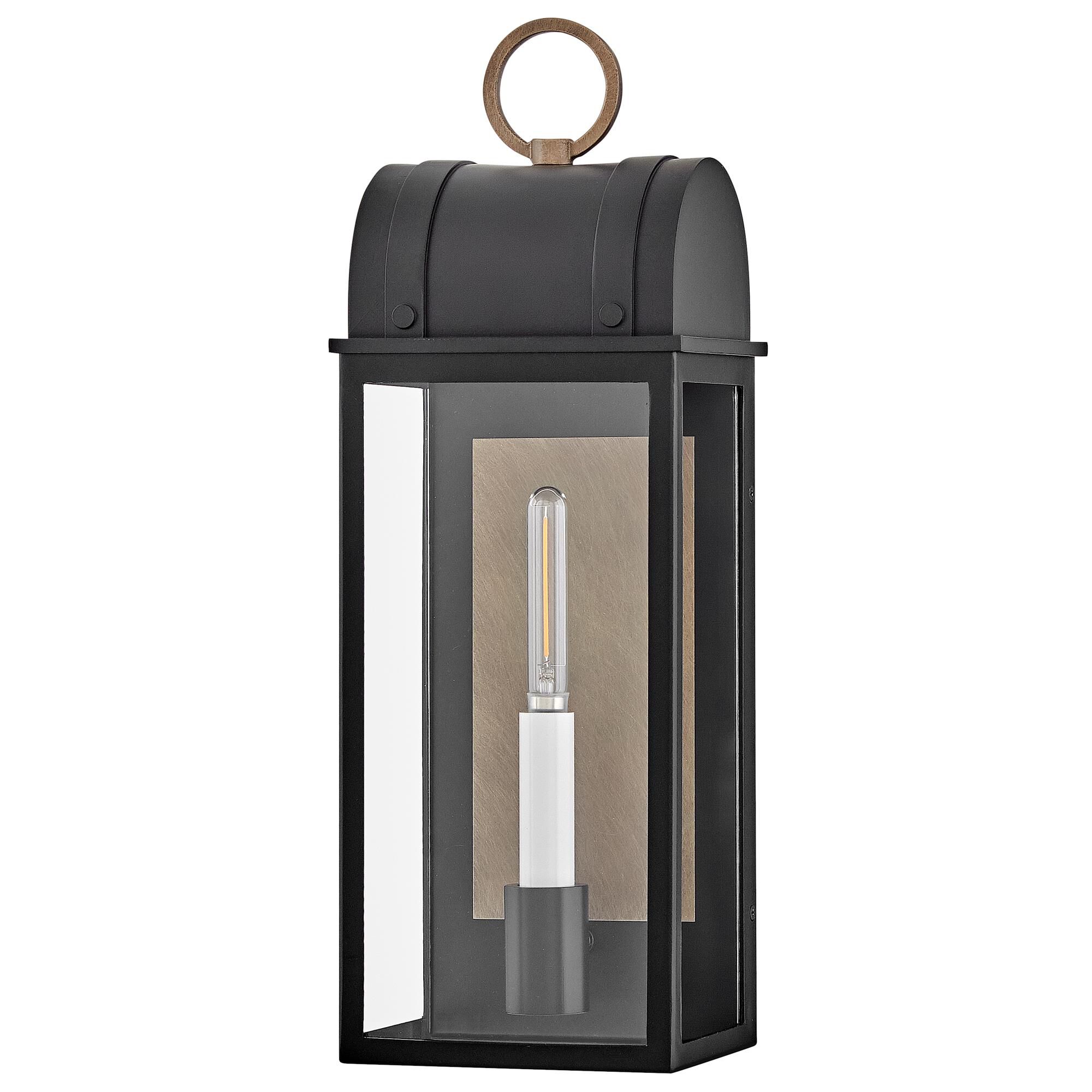 Shown in Black finish and Clear glass and Burnished Bronze accent