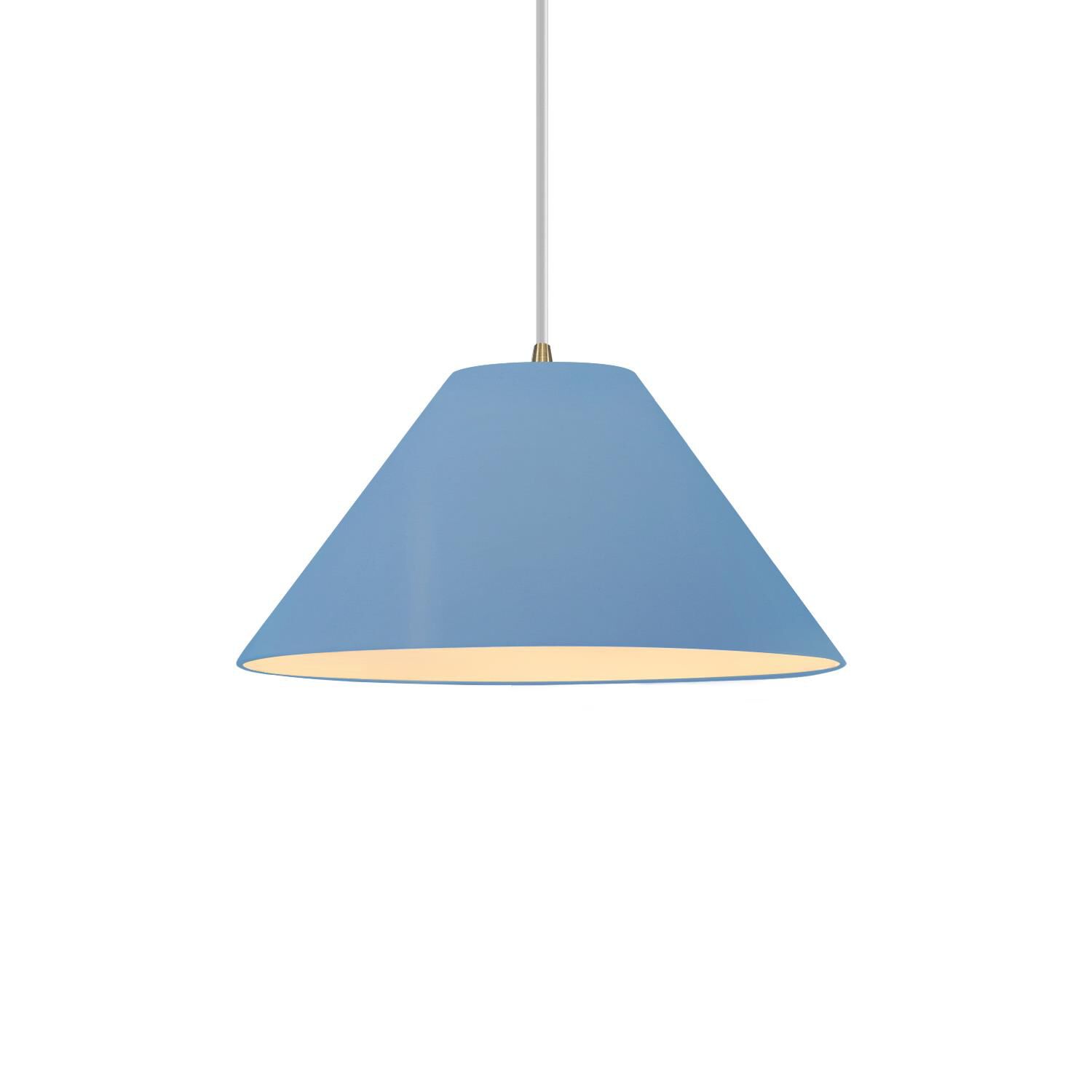 Shown in Antique Brass finish and Sky Blue shade
