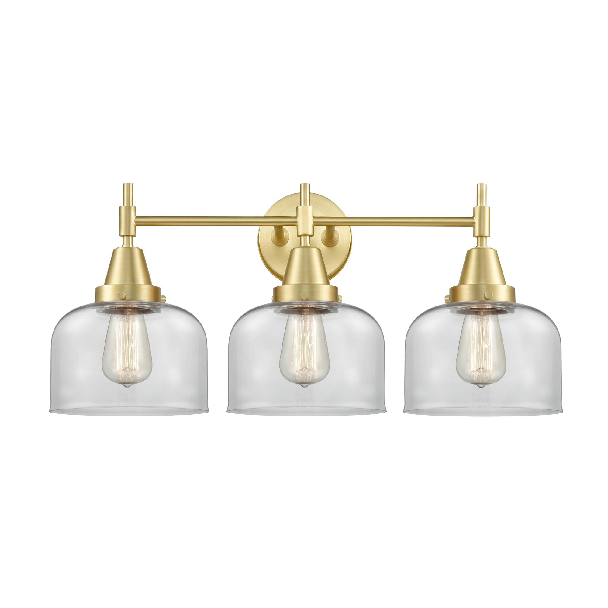 Shown in Satin Brass finish and Clear Large Cone glass