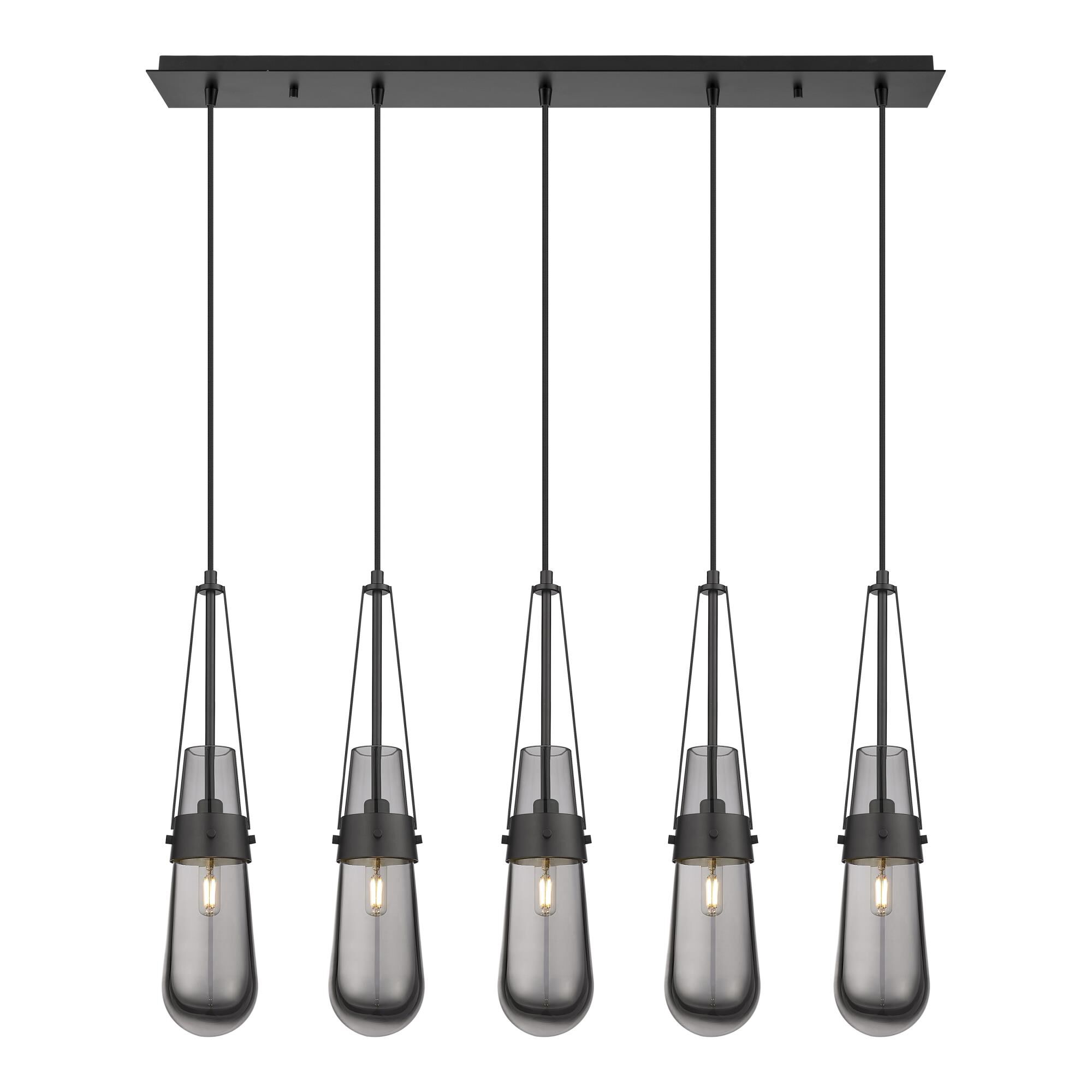 Shown in Matte Black finish and Light Smoke glass and Light Smoke Glass shade