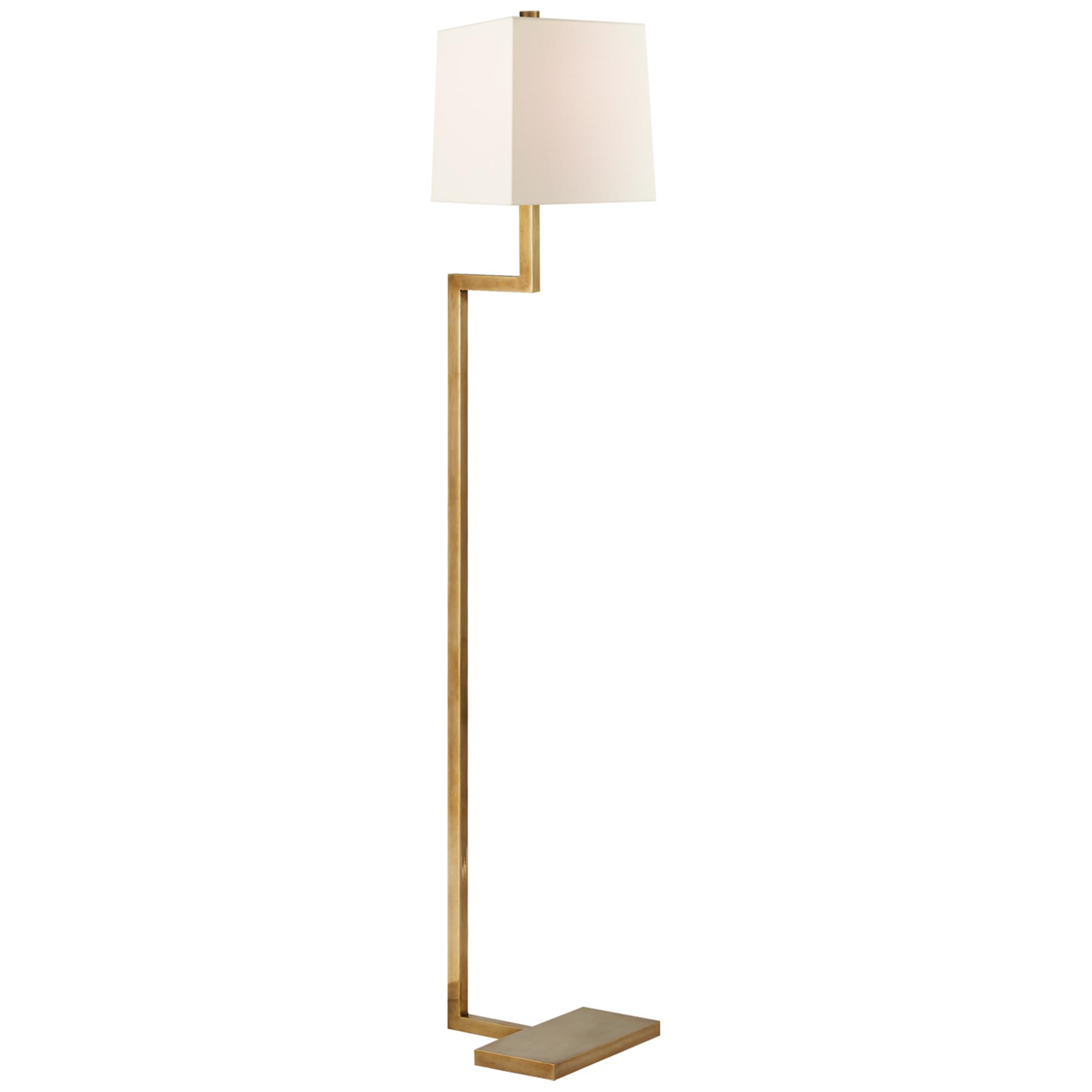 Shown in Hand-Rubbed Antique Brass finish and Square Linen shade