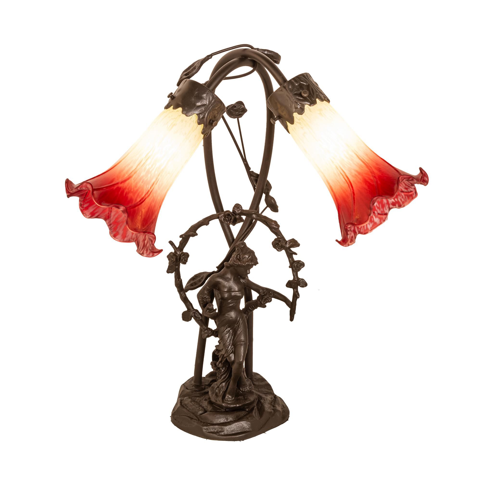 Seafoam/Cranberry Pond Lily 17 Inch Table Lamp by Meyda Lighting