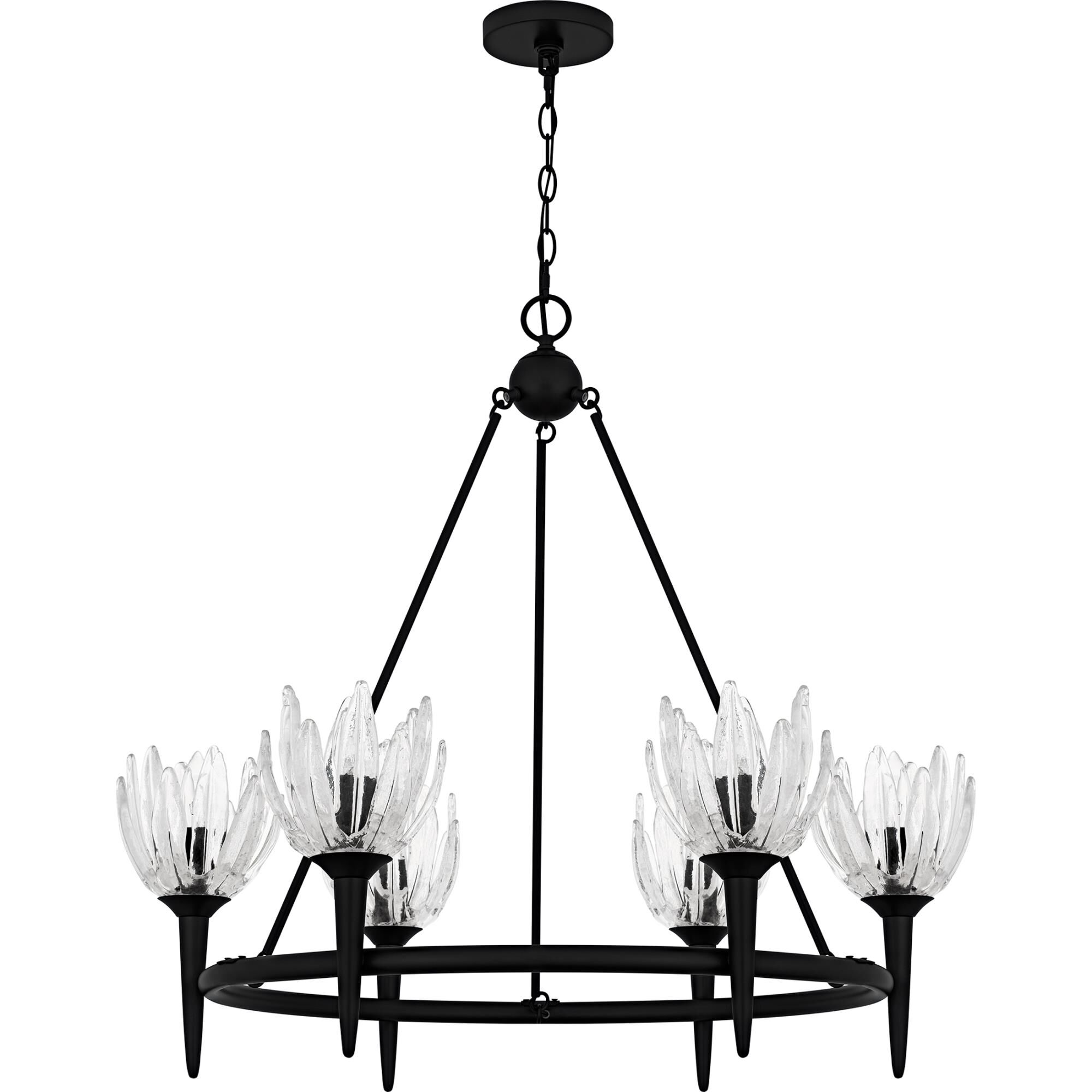 Shown in Matte Black finish and Glass shade