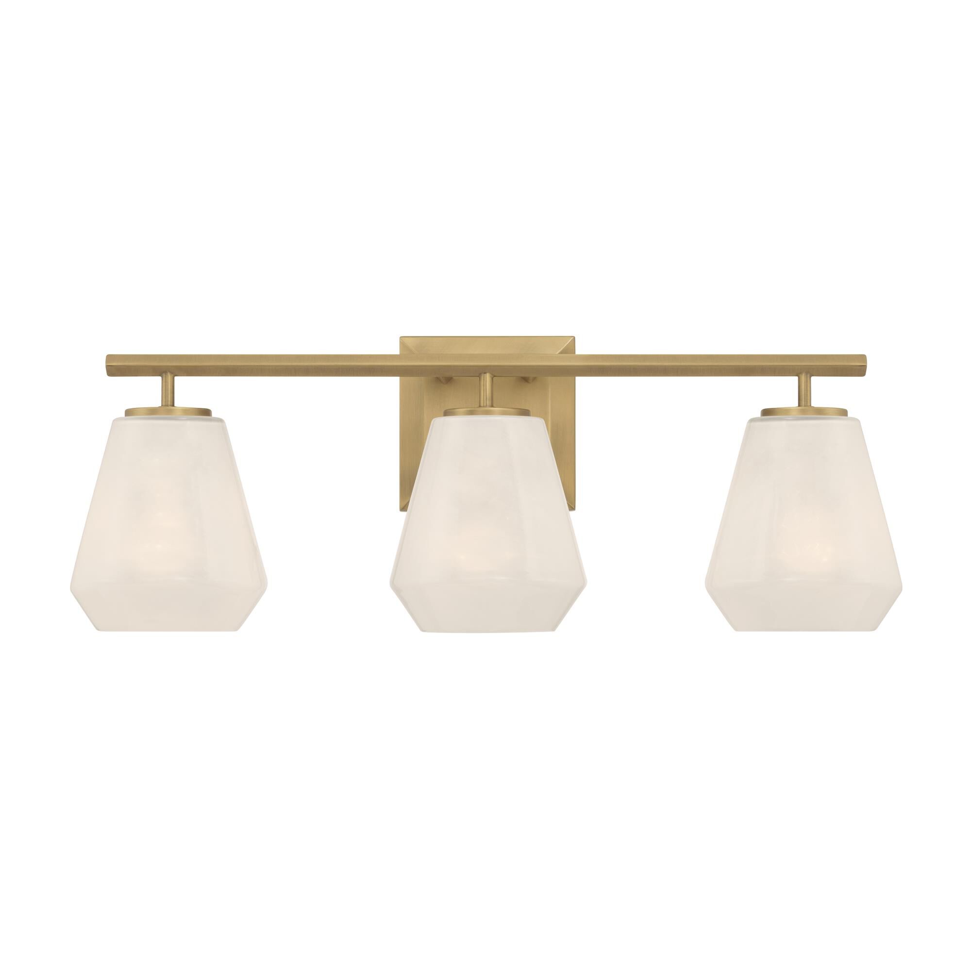 Shown in Legacy Brass finish and Alabaster glass