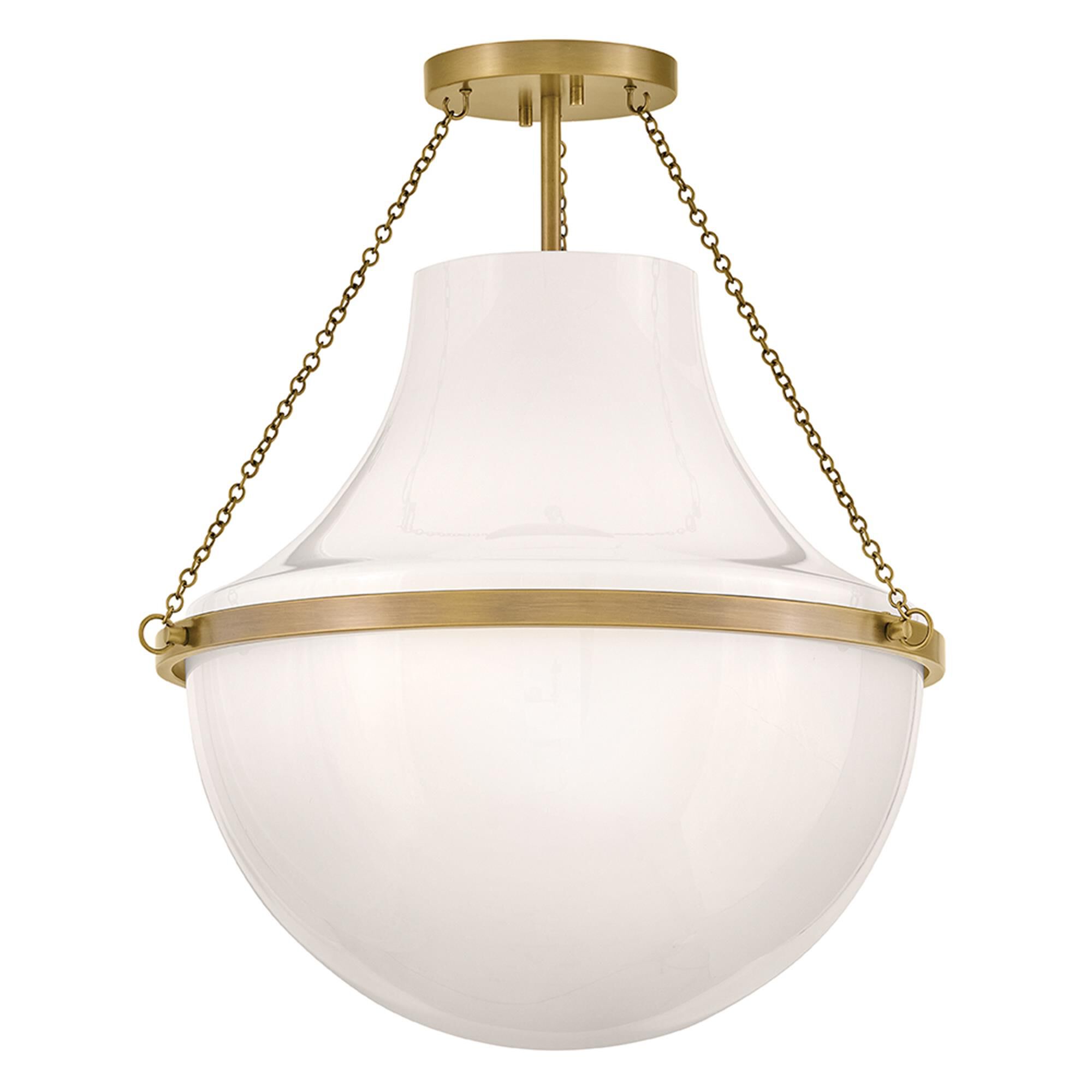 Shown in Heritage Brass finish and Cased Opal glass