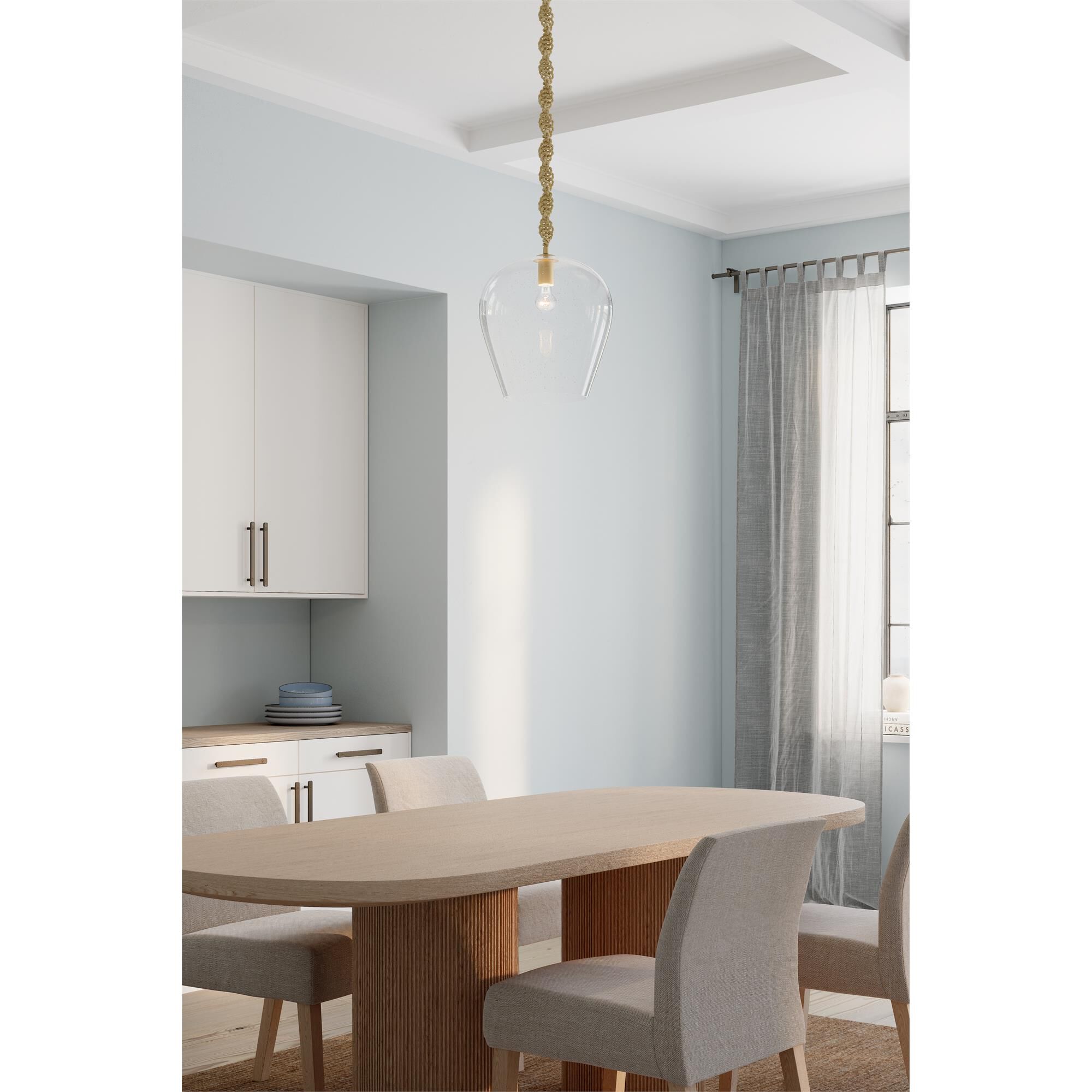 Shown in Legacy Brass finish and Clear Seeded glass