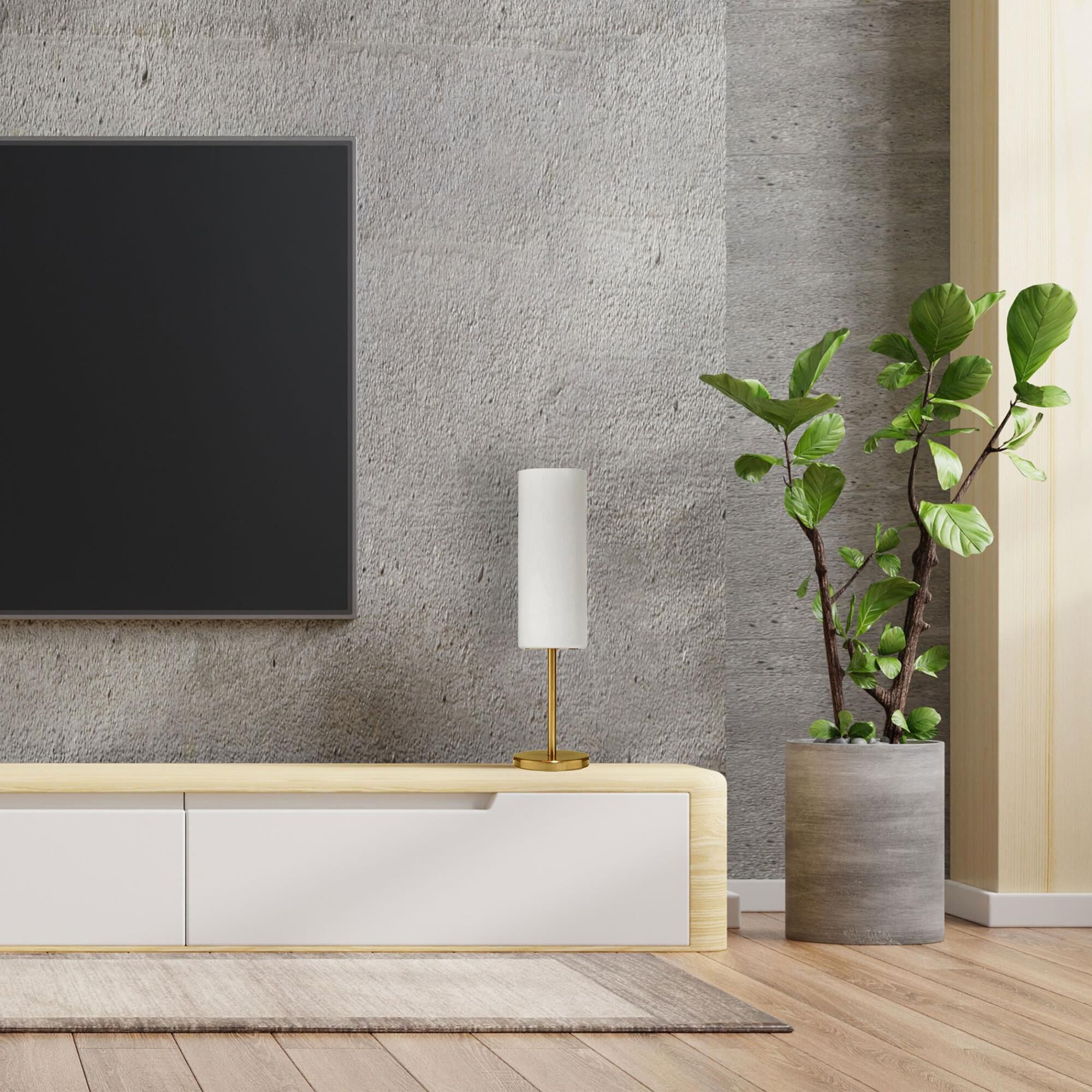 Shown in White and Aged Brass finish and White Cylinder glass