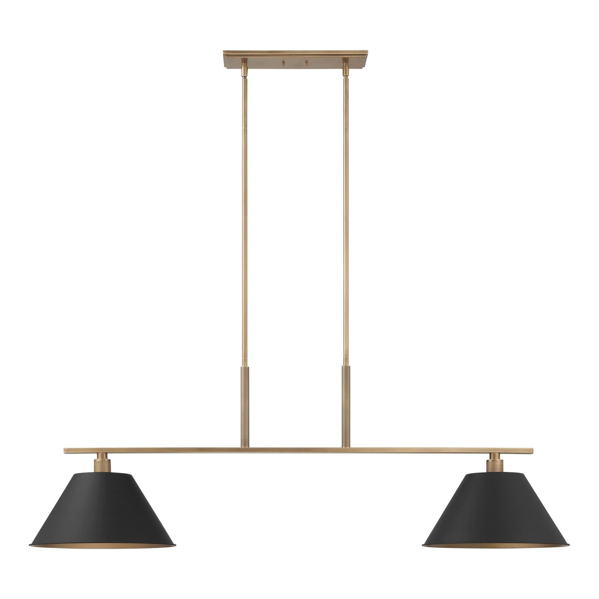 Shown in Natural Brass finish and Matte Black, Gold shade