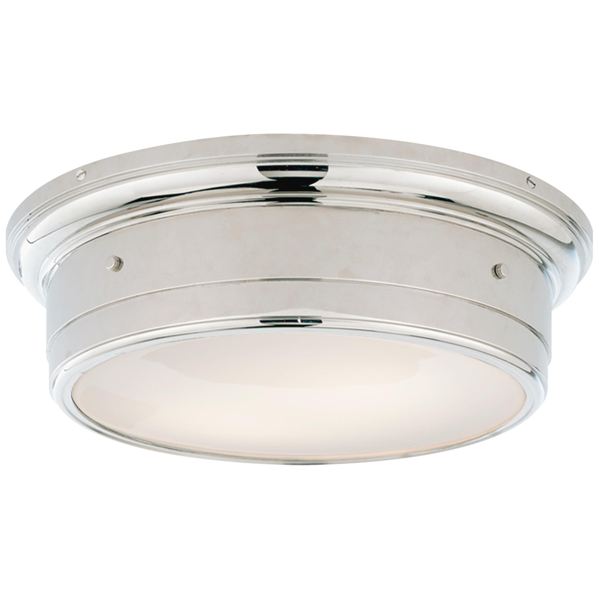 Shown in Polished Nickel finish and White glass