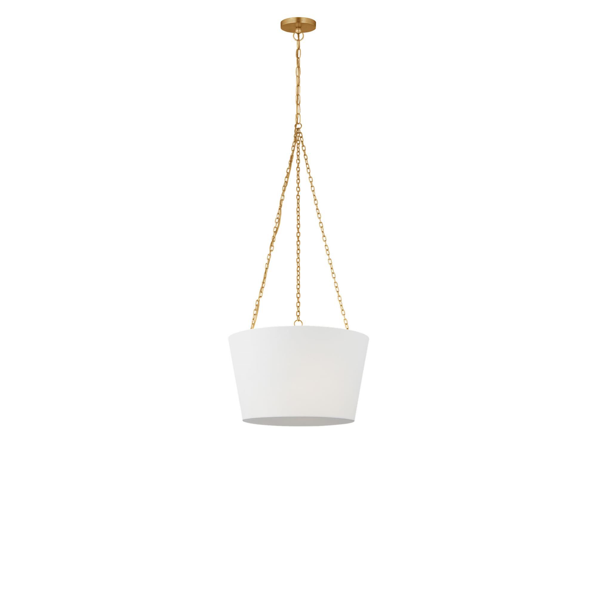 Shown in Gild finish and White Linen Fabric shade
