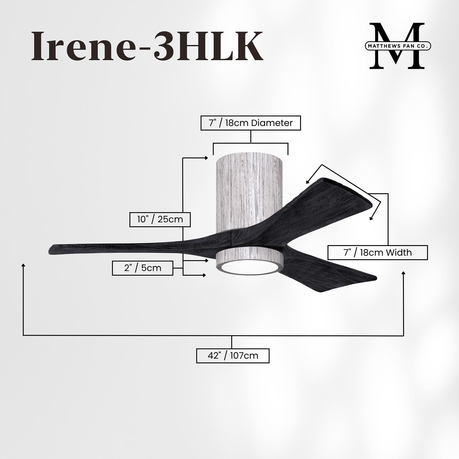 Irene 42 Inch Flush Mount Fan with Light Kit by Matthews Fan Company